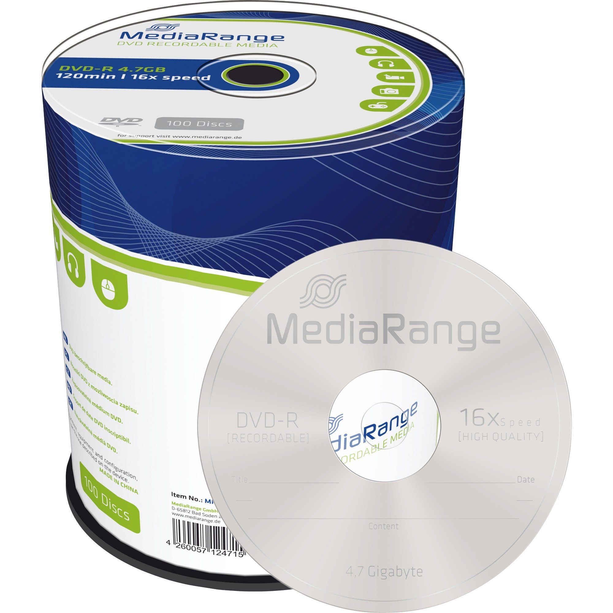 4,7 MediaRange DVD-R GB, Mediarange DVD-Rohling DVD-Rohlinge, (16fach