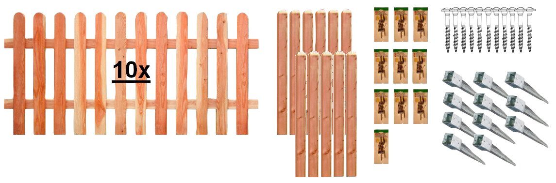 Tetzner & Jentzsch Lattenzaun Austin 8, (Set), 10 Elemente, LxH: 1899x80 cm