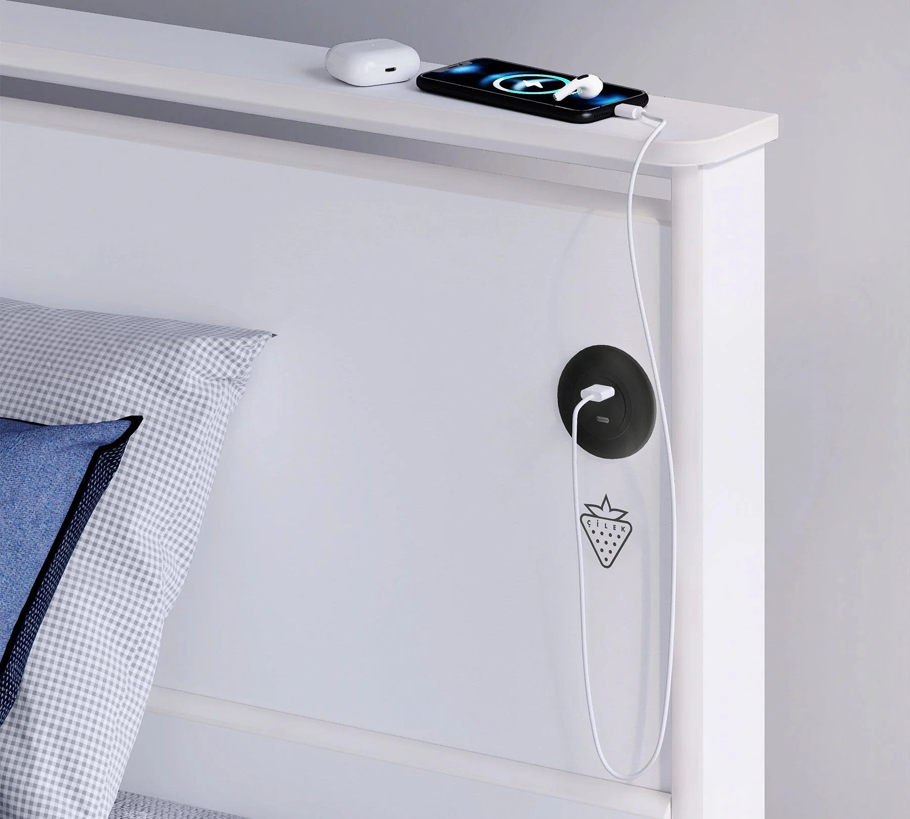 Möbel-Zeit Bett WHITE mit Kopfteil, 100x200 - 120x200 cm, Optional mit Matratze