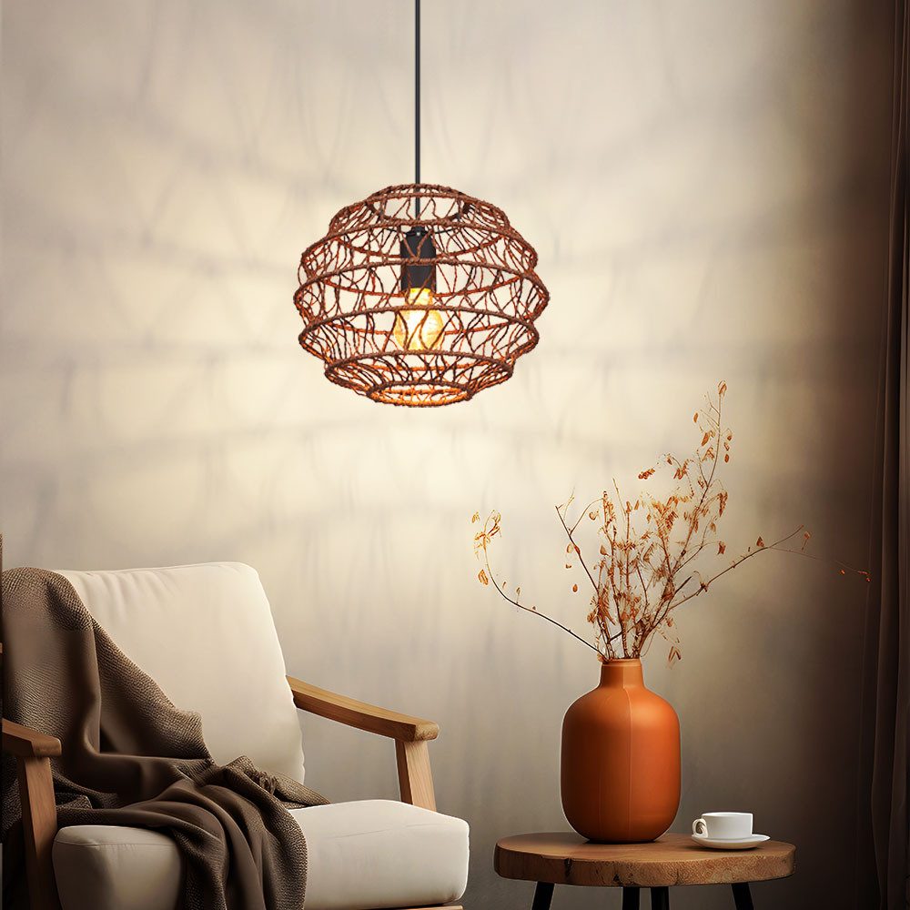 GLOBO LIGHTING LED Pendelleuchte, Leuchtmittel inklusive, Warmweiß, Pendelleuchte Wohnzimmerlampe Metall dunkelbraun LED D 29 cm