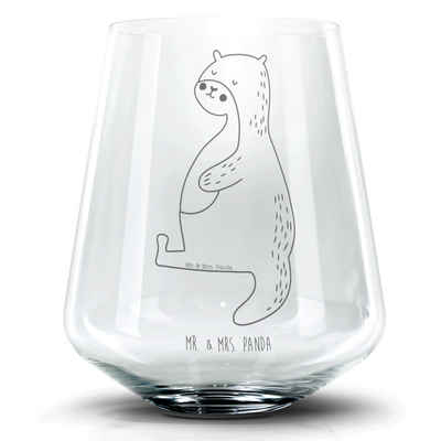 Mr. & Mrs. Panda Cocktailglas Otter Bauch - Transparent - Geschenk, dick, Otter Seeotter See Otter, Premium Glas, Einzigartige Gravur