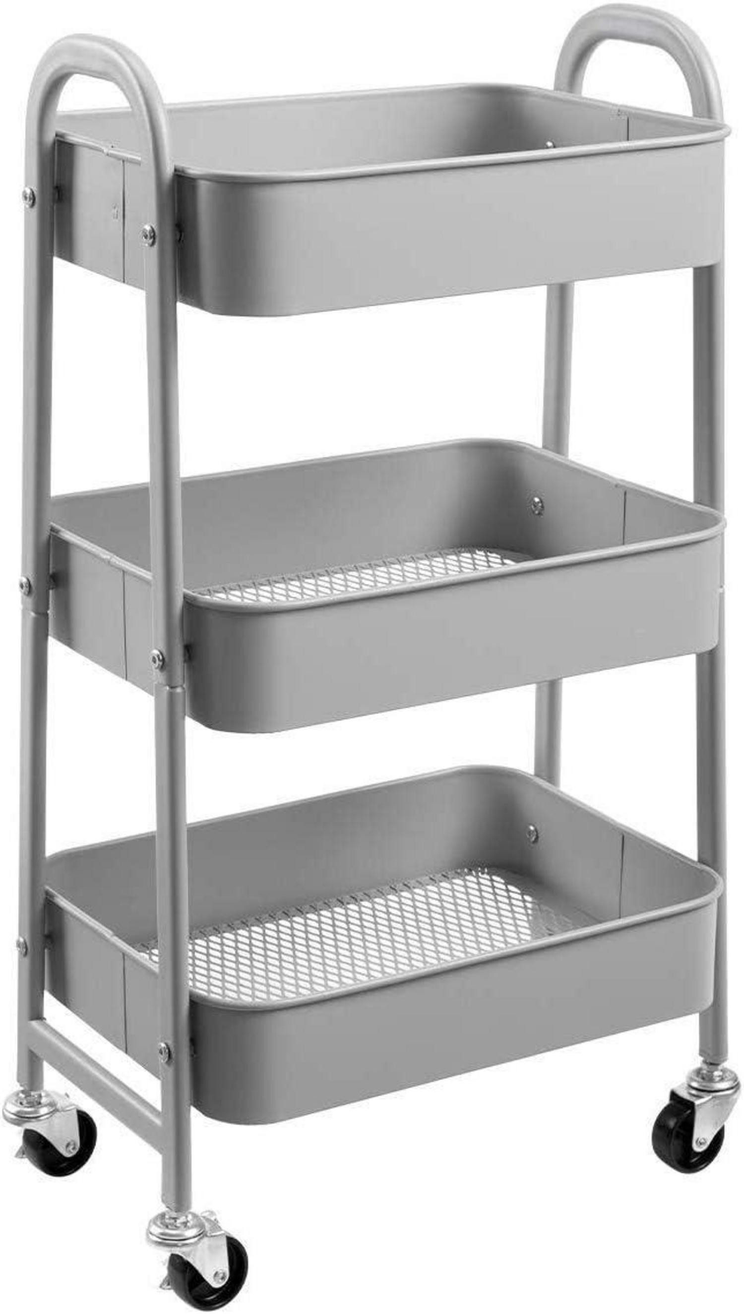 Ablagetisch Rollwagen Metall 3 Etagen Servierwagen Organizer für Küche Bad Büro