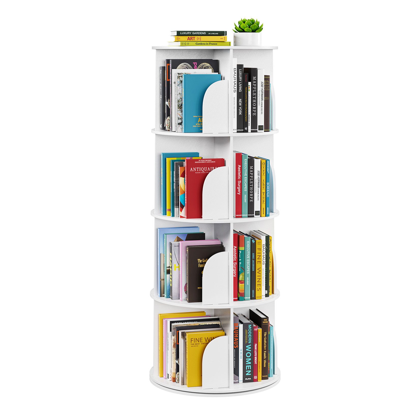 SpaceAid Bücherregal Drehbares 360°-Bücherregal mit 4 günstig online kaufen