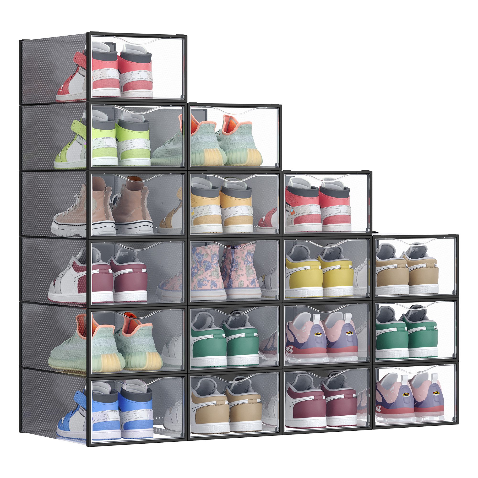 SONGMICS Schuhbox Schuh-Organizer (18 St), Коробки для обуви, 12/18er Set, durchsichtig, 33,2 x 23 x 14,5 cm