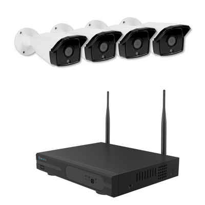 LUVISION »LV-A-2021-01« Überwachungskamera (Außen- und Innenbereich, 4-tlg., LUVISION Dual WLAN Funk Video Überwachungssystem AI Bewegungserkennung 5MP 8 Kanal NVR mit 4 IP Überwachungskamera Mikrofon Cloud)