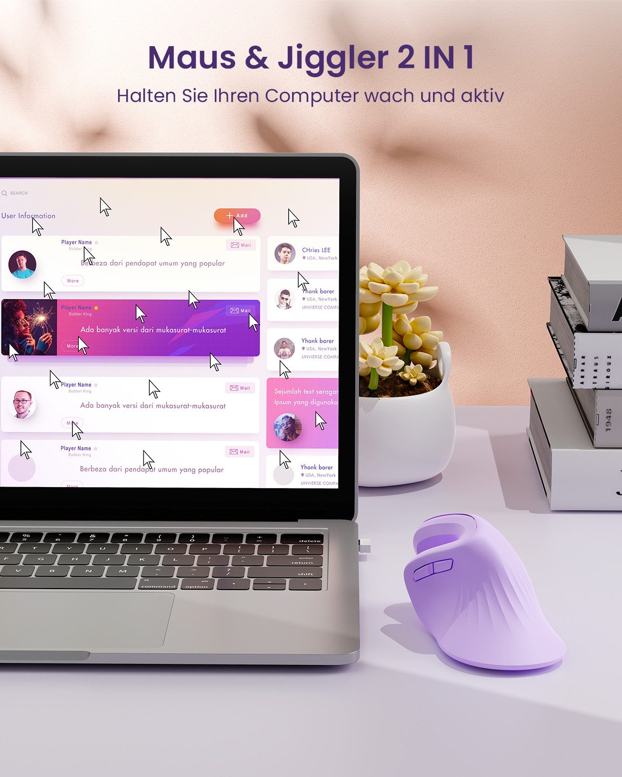 Seenda Ergonomische Maus - Bluetooth und USB Kabellos Maus (Bluetooth, Funk, BT4.0 & 2,4G) – Bild 5 von 5