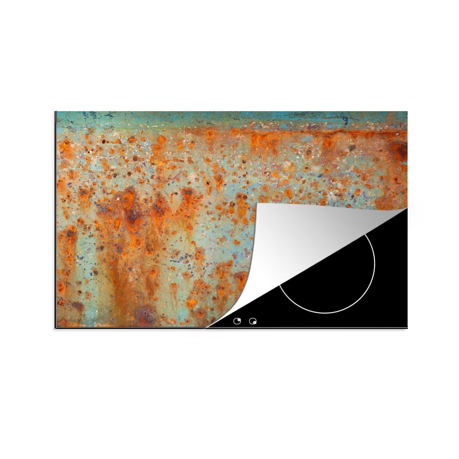 MuchoWow Herdblende-/Abdeckplatte Altes Boot mit rostiger Struktur, Vinyl, (1 tlg), 81x52 cm, Induktionskochfeld Schutz für die küche, Ceranfeldabdeckung