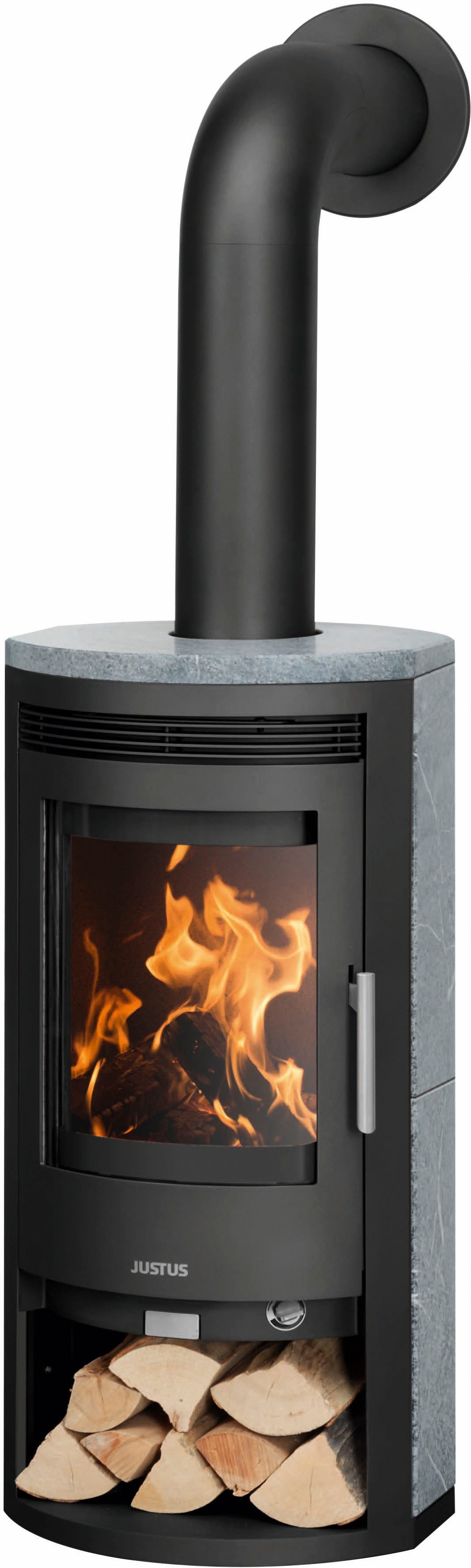 JUSTUS Kaminofen »Baltrum D 2.0« Dauerbrand Speckstein Korpus Stahl Schwarz, 5,5 kW, Dauerbrand