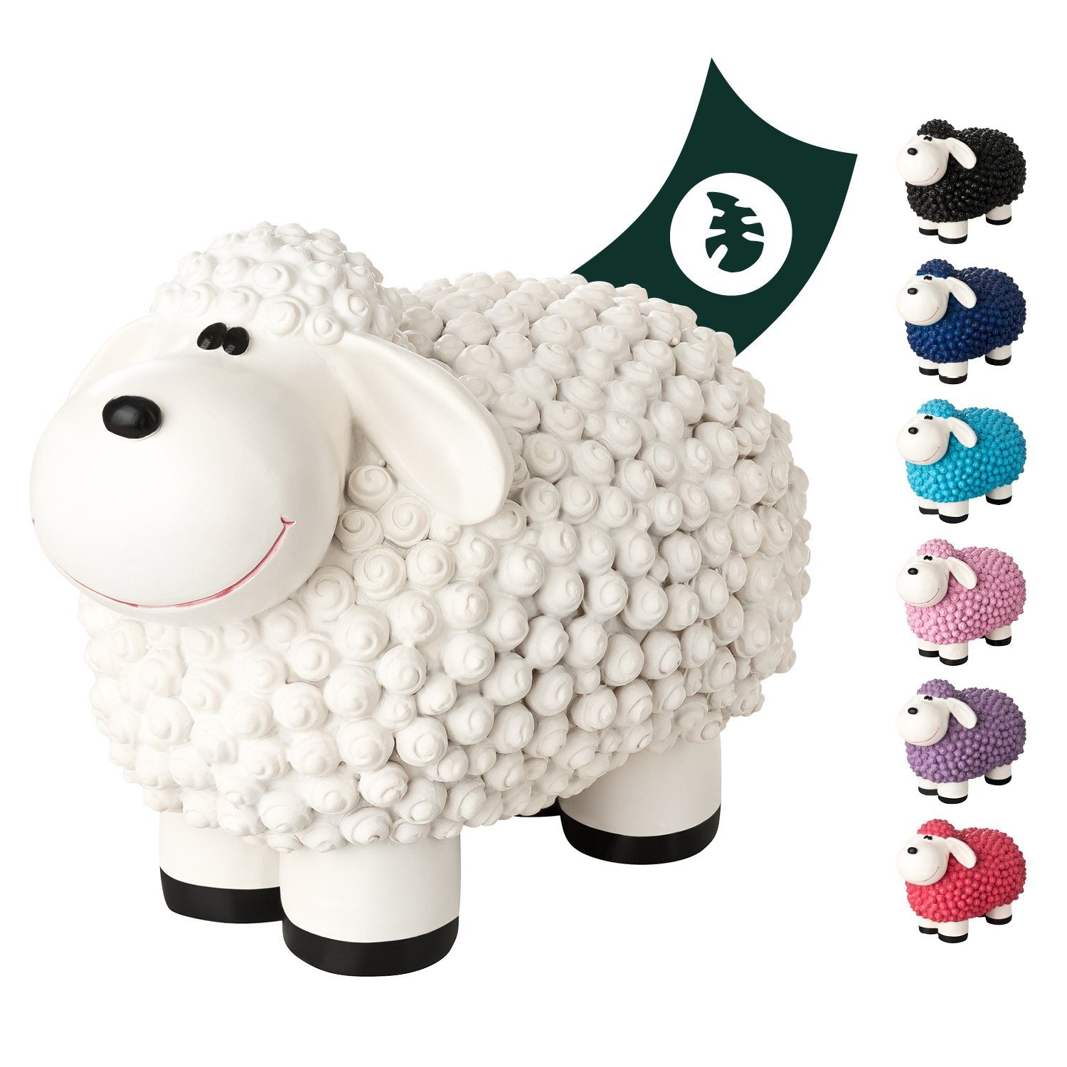 VERDOBA Gartenfigur Gartendeko Mini Schaf - Wetterfeste Gartenfigur - Deko Schaf für Außen, Polyresin Weiß