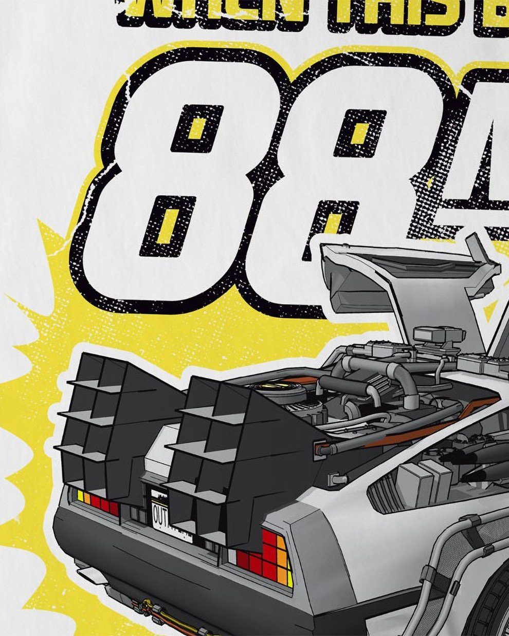 88mph zurück die delorean delorean future T-Shirt Print-Shirt style3 back zukunft to in Herren the weiß