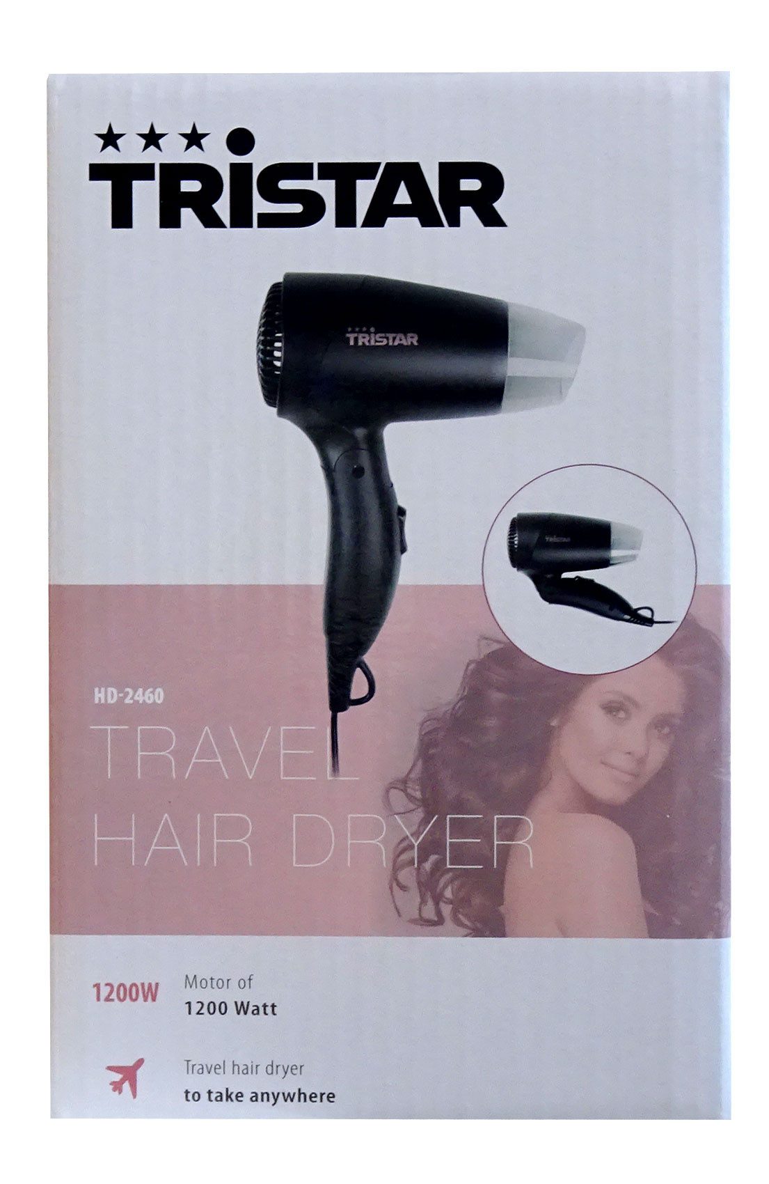 Tristar Reisehaartrockner Tristar HD-2460 klappbarer Reise-Haartrockner schwarz 1200W
