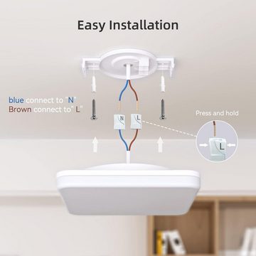 Nettlife LED Panel Deckenleuchte Quadrat Weiß 24W Deckelampe Badlampe 27.5*4.8CM, IP54 Wasserfest, LED fest integriert, Warmweiß Neutralweiß Kaltweiß, Dimmbar mit Fernbedienung, Badezimmer Flur Schlafzimmer Wohnzimmer