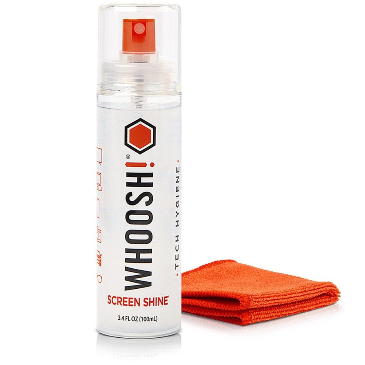 WHOOSH! Screen Shine Reinigungsspray (Set, [- 100 ml, mit Mikrofasertuch)