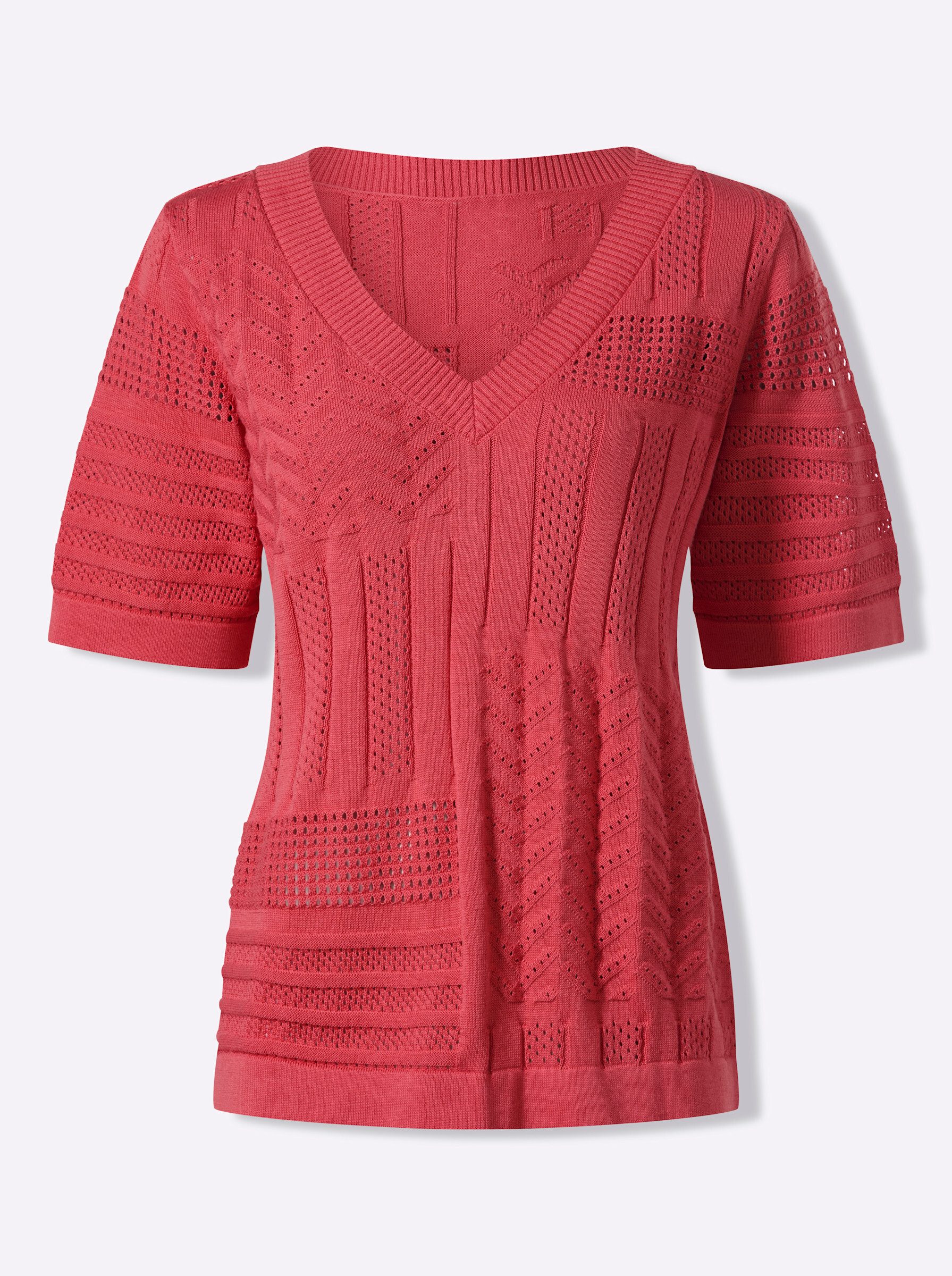 Strickpullover Ajour-Pullover Kurzarm