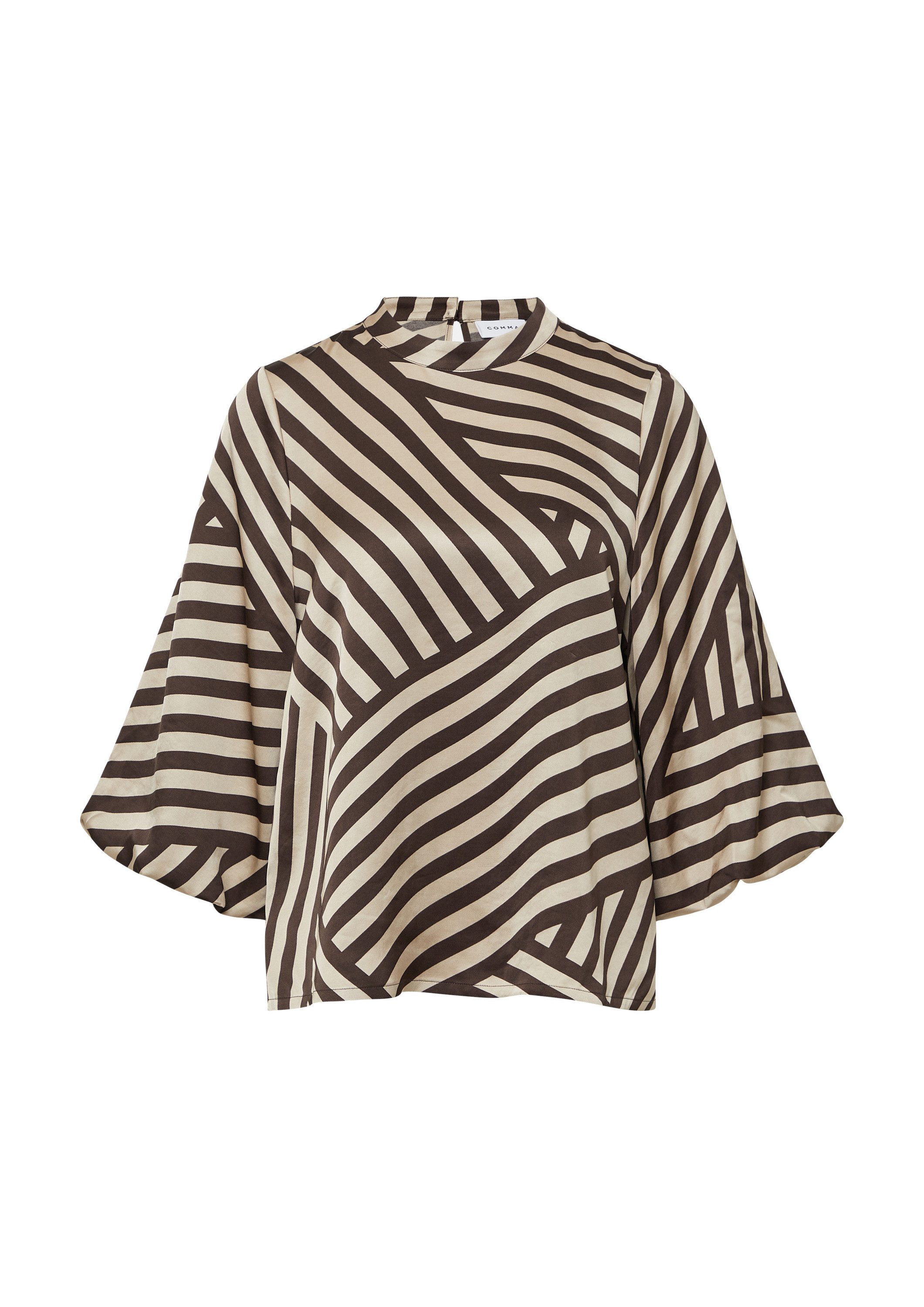 comma Kurzarmbluse Bluse Satinbluse mit voluminösen Ärmeln