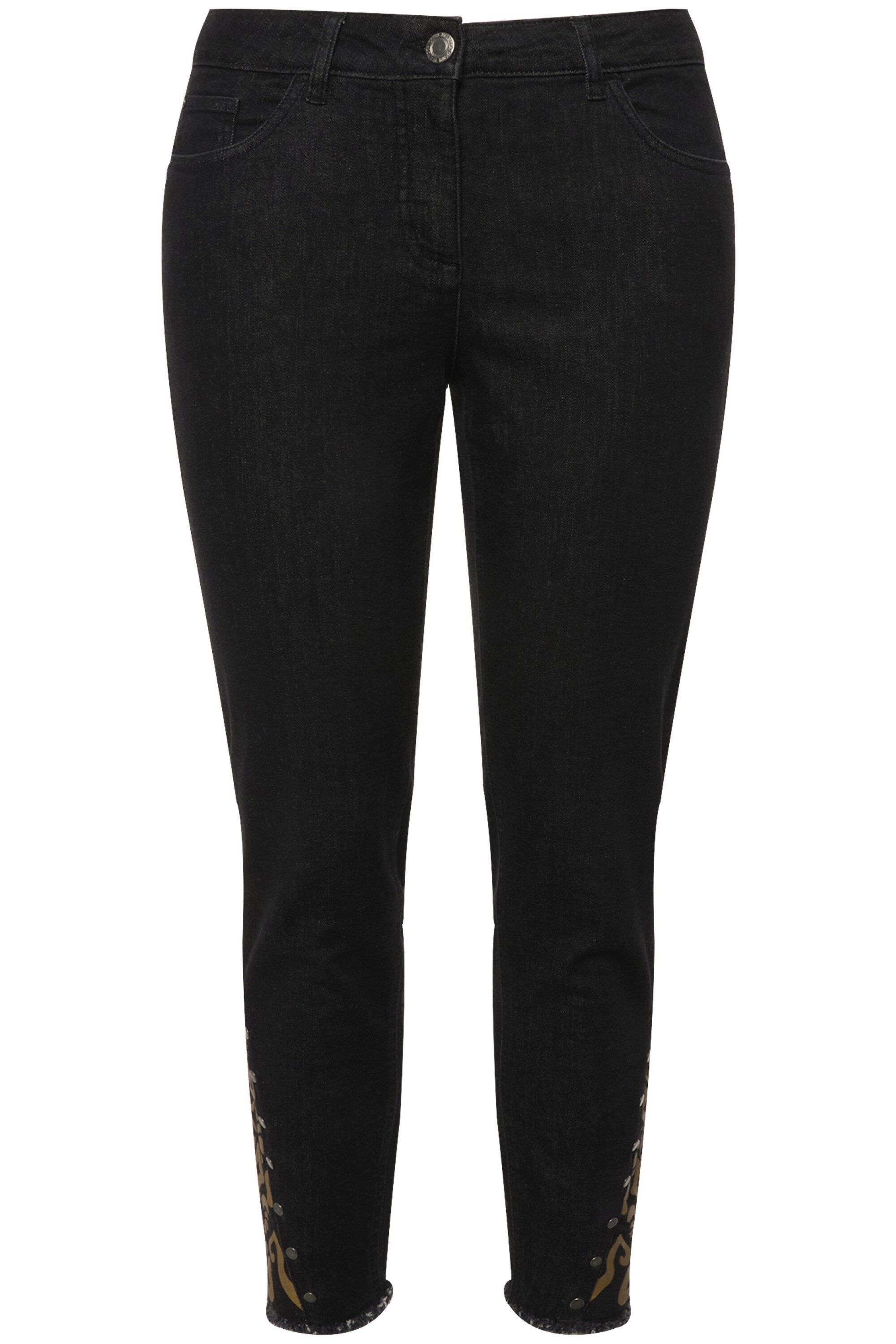 MIAMODA Regular-fit-Jeans Jeans Slim Fit Leo-Einsatz am Saum 5-Pocket günstig online kaufen