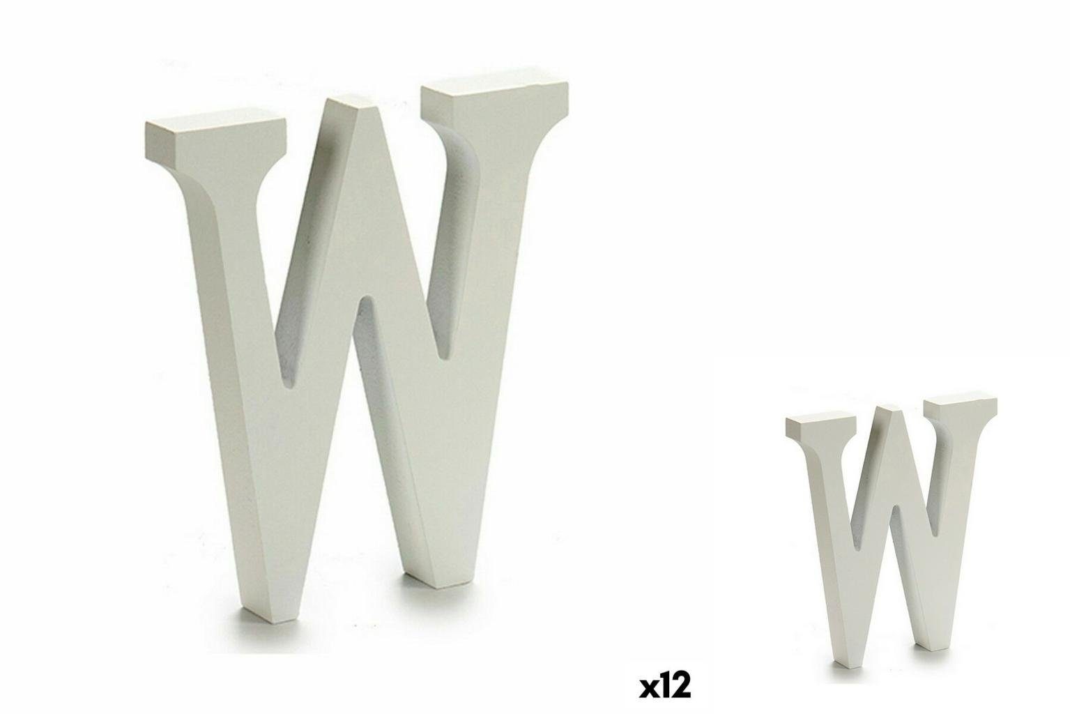 Pincello Dekoobjekt Buchstabe W Holz Weiß 1,8 x 21 x 17 cm 12 Stück