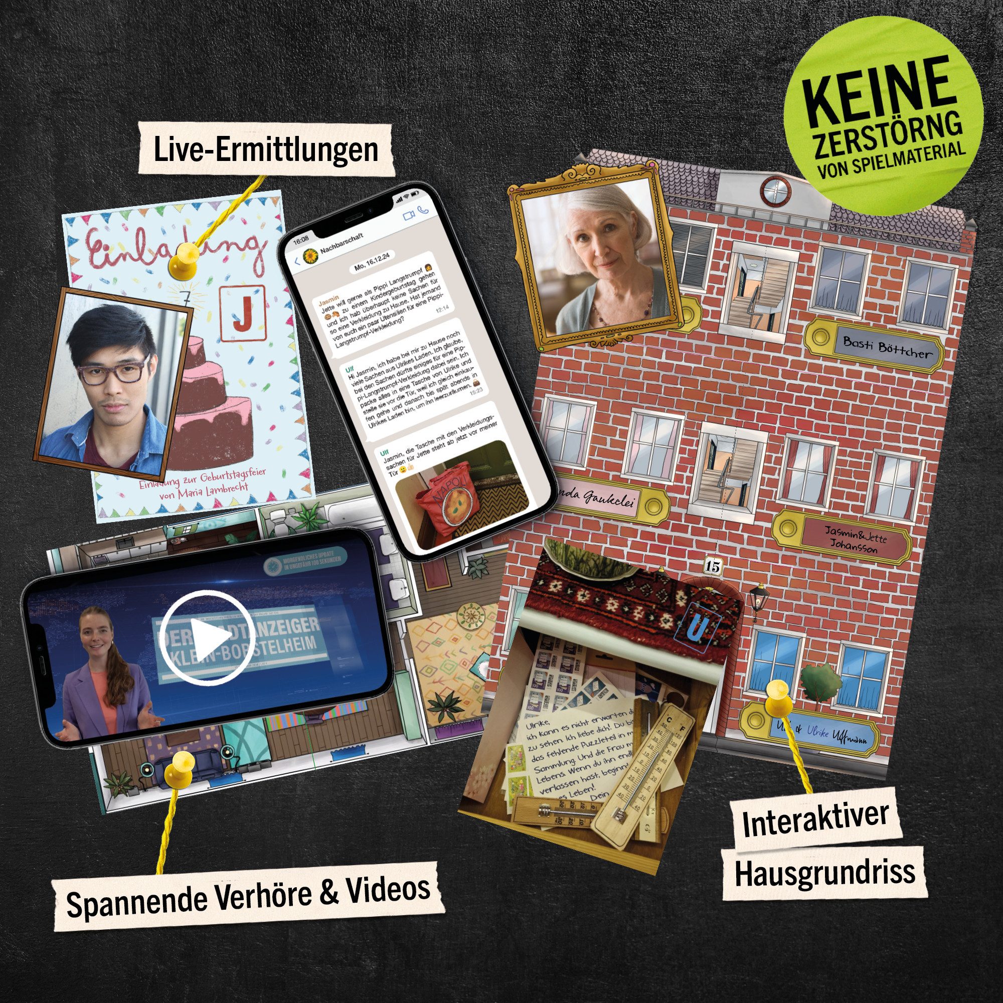 Hidden Games Tatort Spiel Alle unter einem Dach, Familienspiel, Gesellschaftsspiel, Detektivspiel, Made in Germany