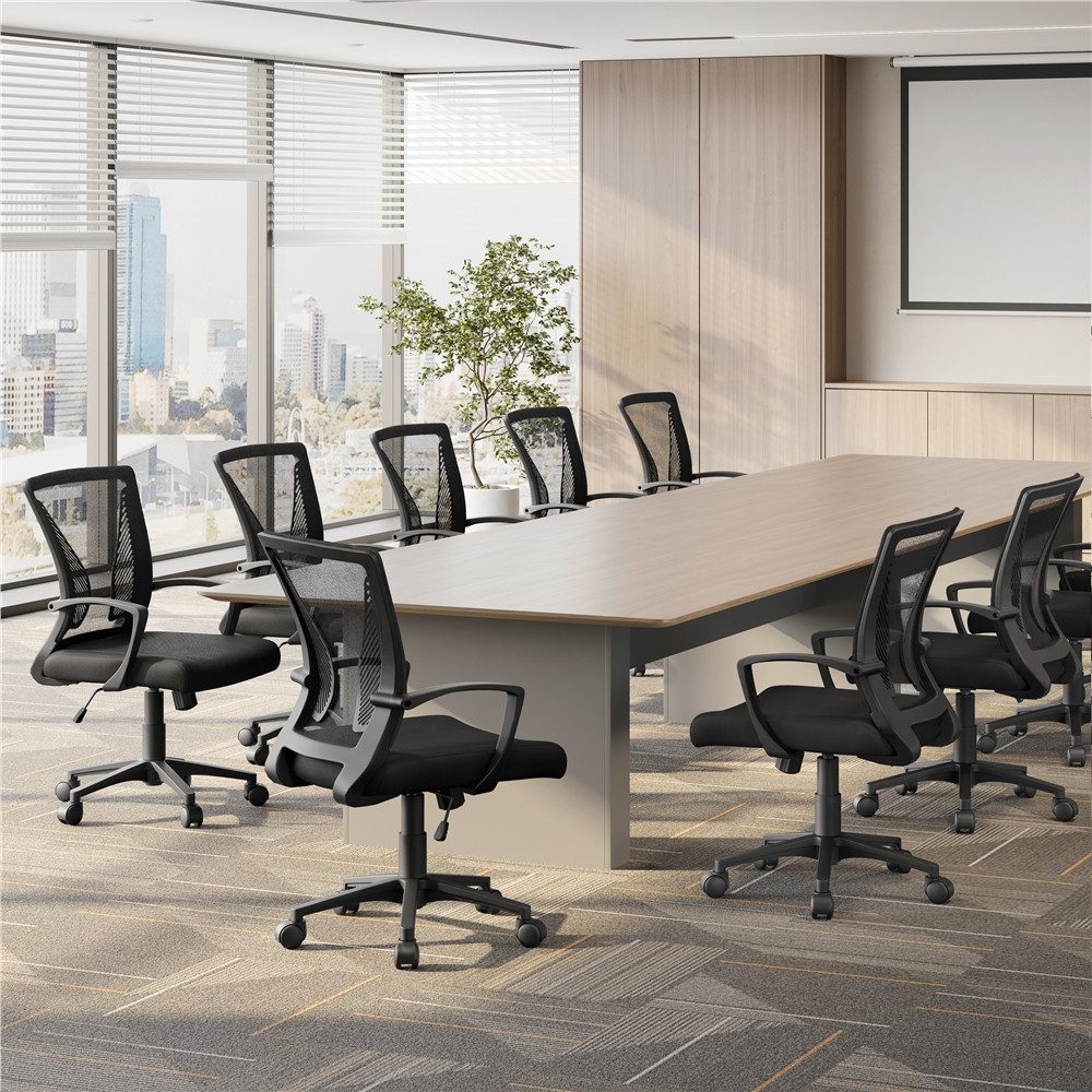 Yaheetech Bürostuhl aus Mesh-Gewebe Höhenverstellbarer Schreibtischstuhl, Ergonomischer Drehstuhl Arbeitsstuhl Computerstuhl mit Wippfunktion – Bild 3 von 5