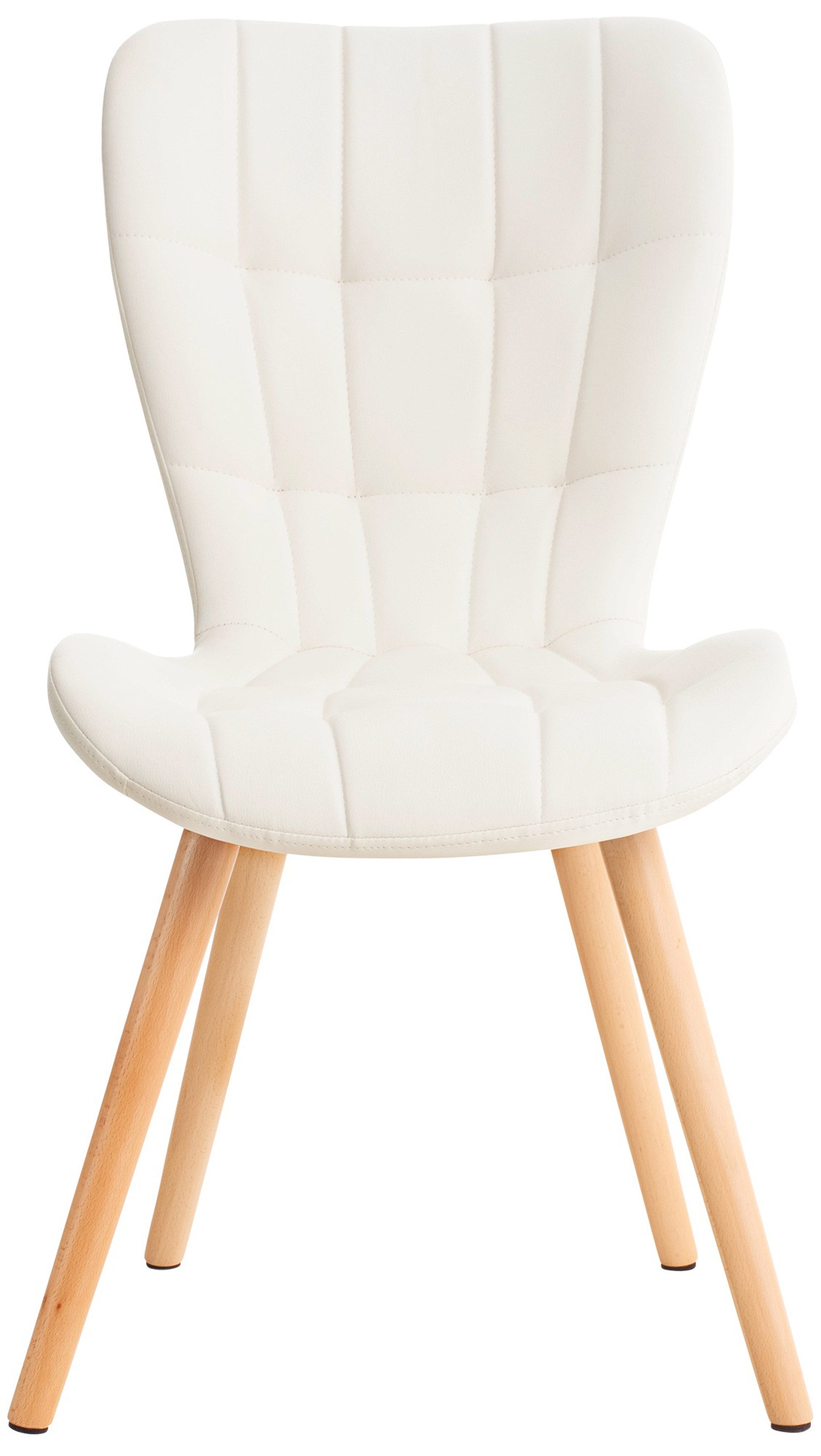 TPFLiving Esszimmerstuhl hochwertiger Besucherstuhl in modernem Design (Küchenstuhl - Esstischstuhl - Wohnzimmerstuhl - Polsterstuhl, 1 St), Gestell: Holz natura - Sitzfläche: Kunstleder weiß