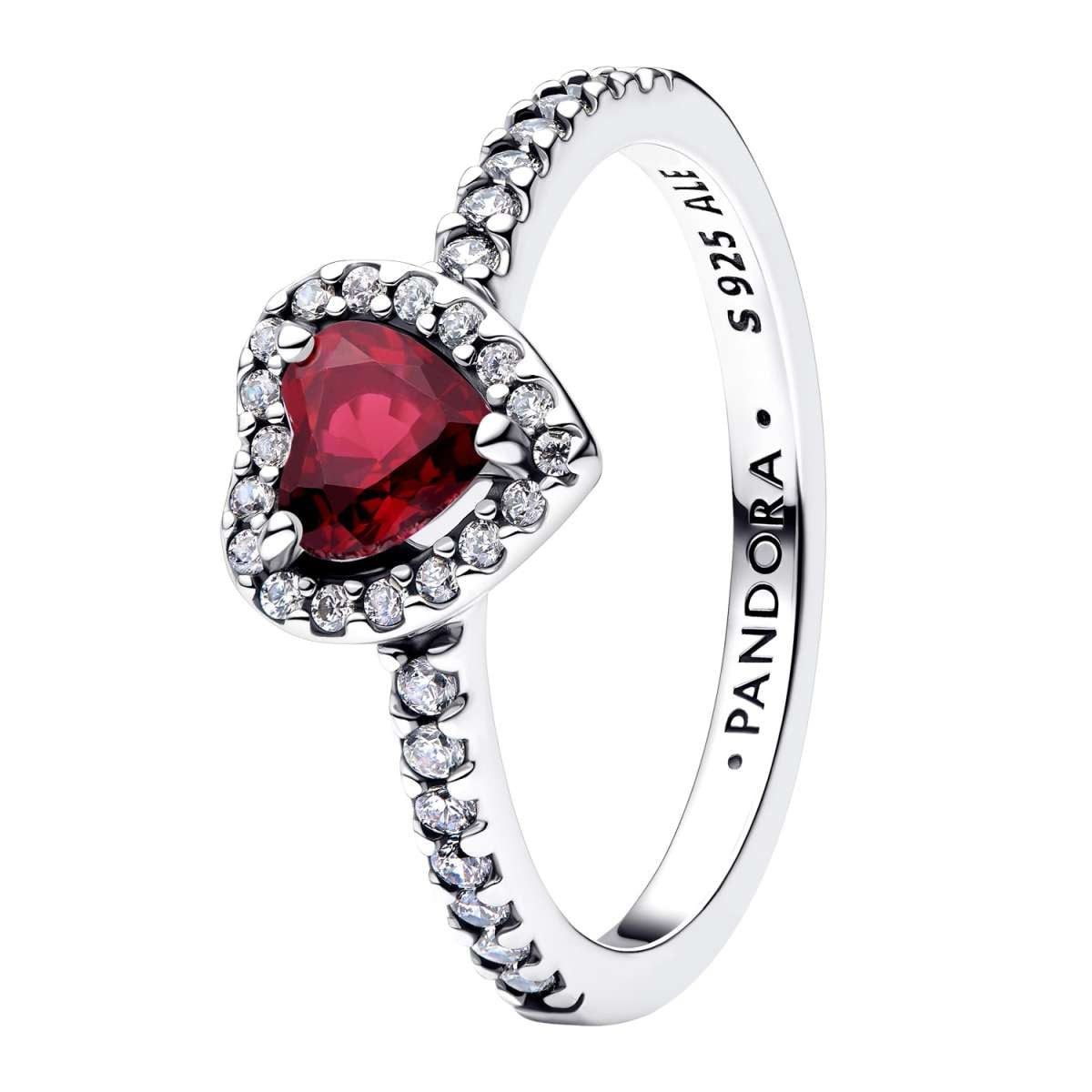Pandora Silberring 198421C13, für Damen-Ring 925 Silber Erhabenes Herz Fuchsiarosa