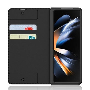 Wigento Handyhülle Für Samsung Galaxy Z Fold4 5G Armor Flip Kunstleder Hülle Schwarz