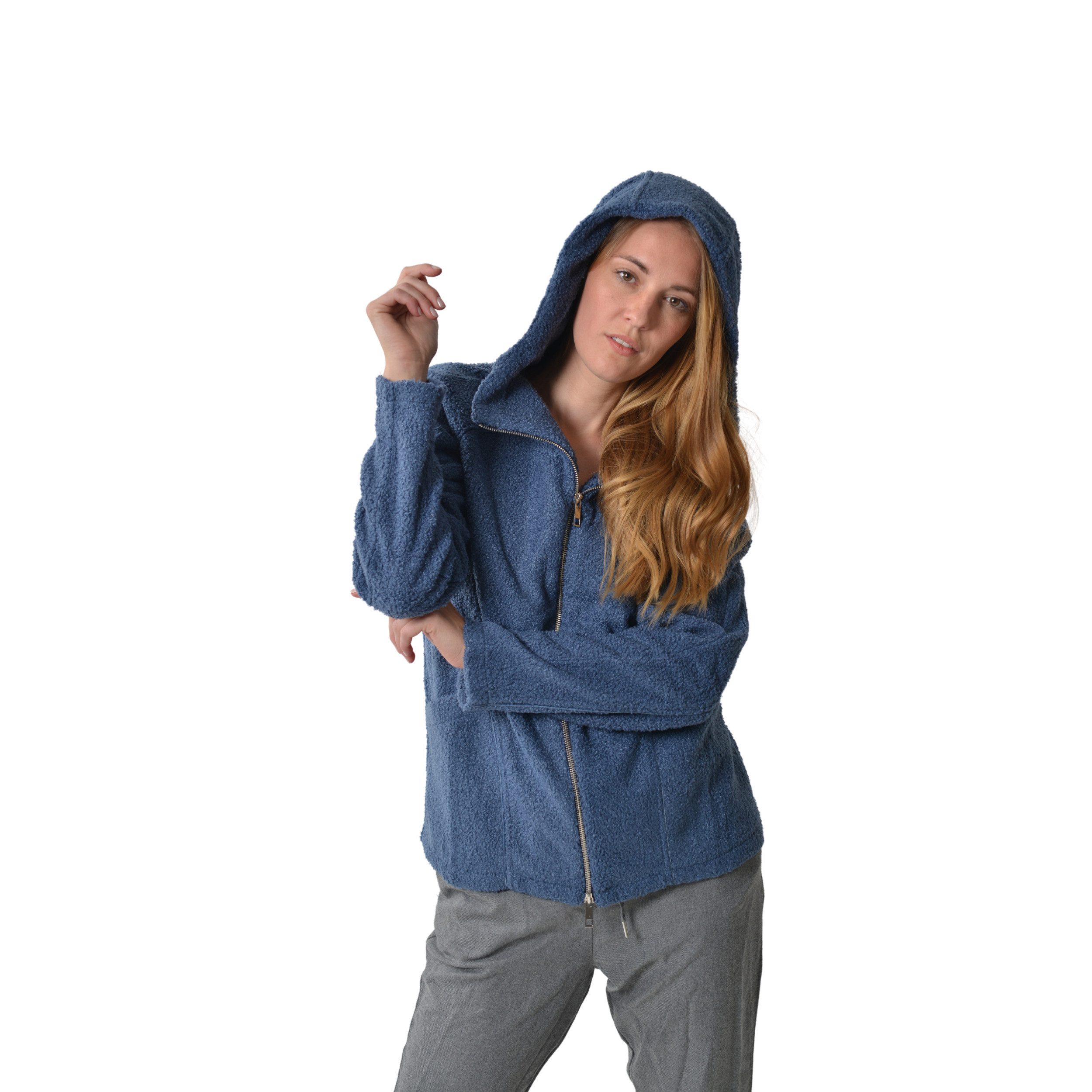 M-Diamant Sweatjacke Unisex Teddy Fleecejacke mit Kapuze Winterjacke Übergangsjacke kuschelig durch weiches Teddy-Fleece