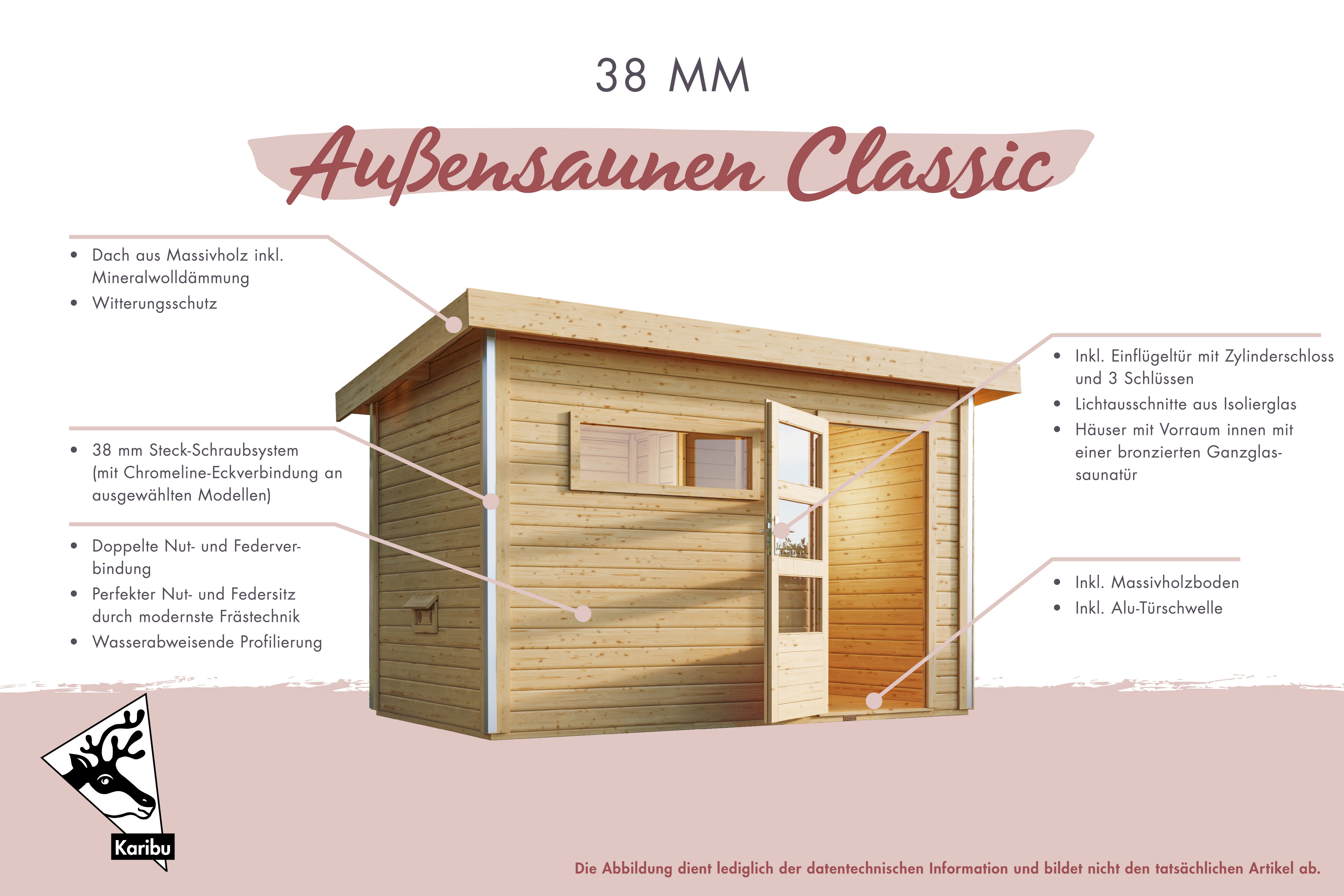 Karibu Saunahaus »Armin 3« naturbelassen, BxTxH: günstig online kaufen