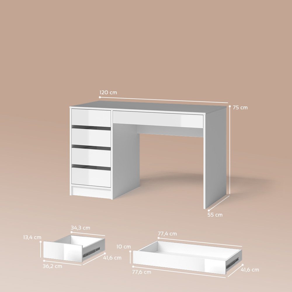 Livinity® Schminktisch Imola, Weiß, 120 x 75 cm (1-St)