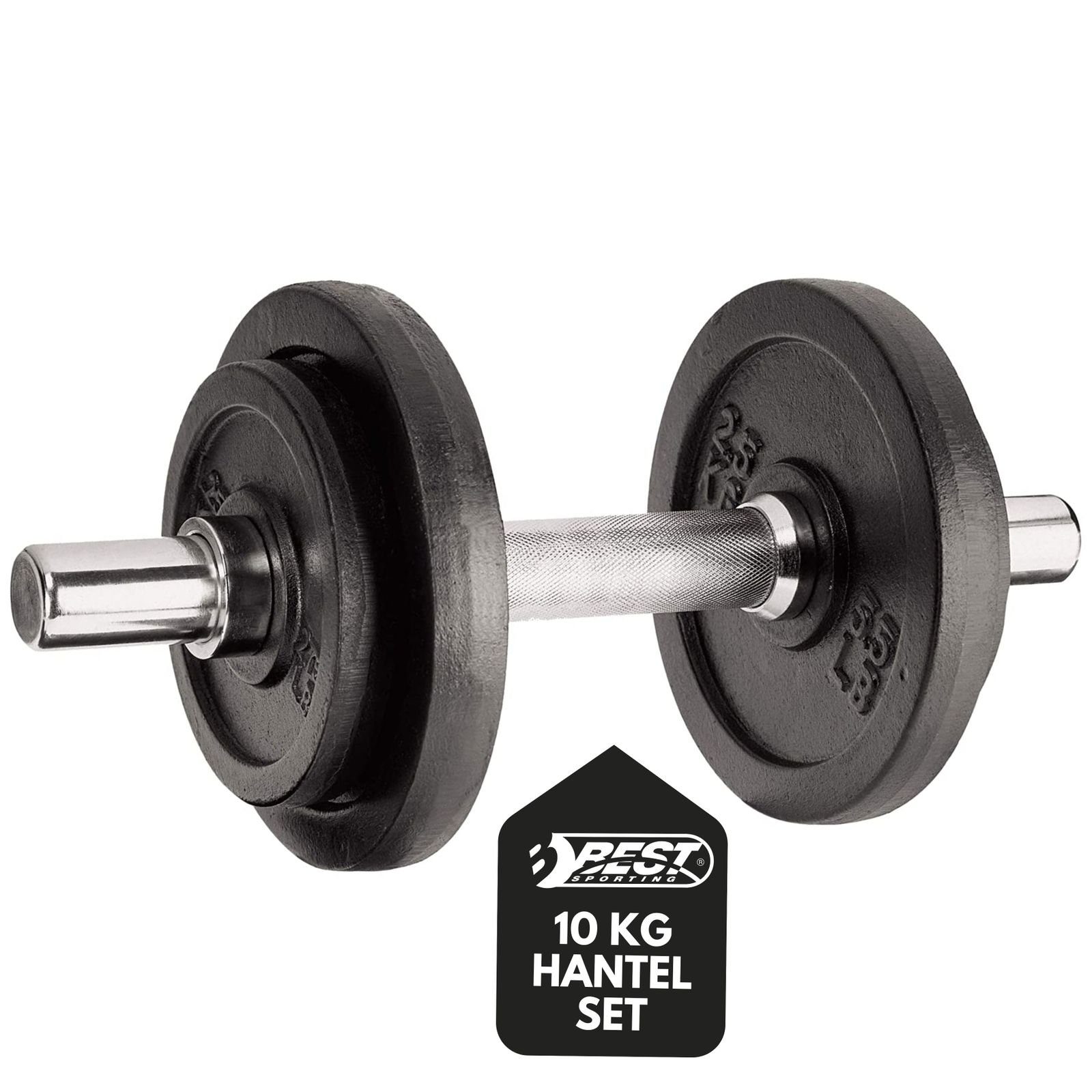 Best Sporting Kurzhantel Kurzhantel Set 10 kg aus Gusseisen mit Stellringen, Für Dein Workout und Fitnesstraining Zuhause