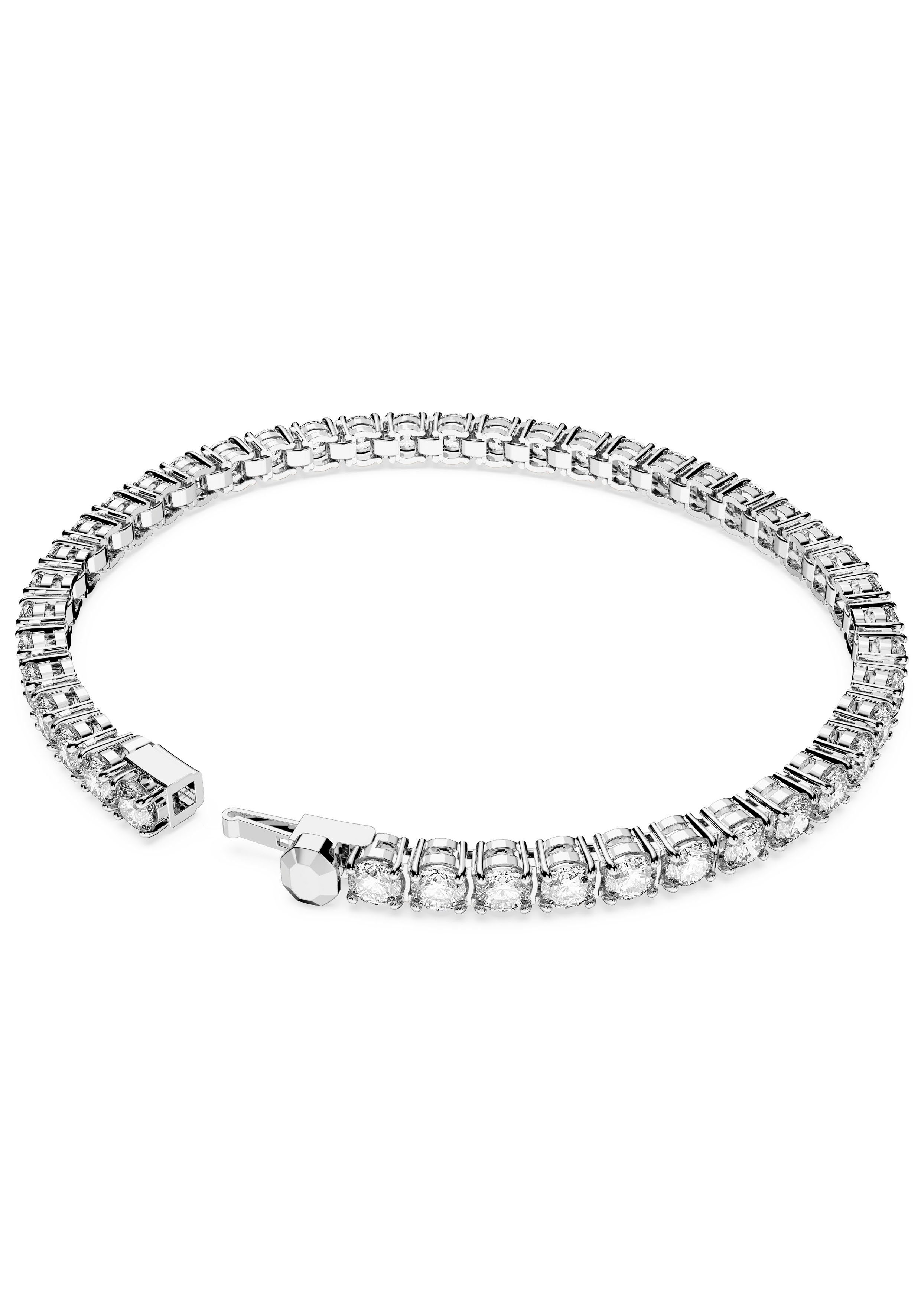 Kristall Swarovski Swarovski® Matrix, metallfarben-kristallweiß Tennisarmband Rundschliff, mit