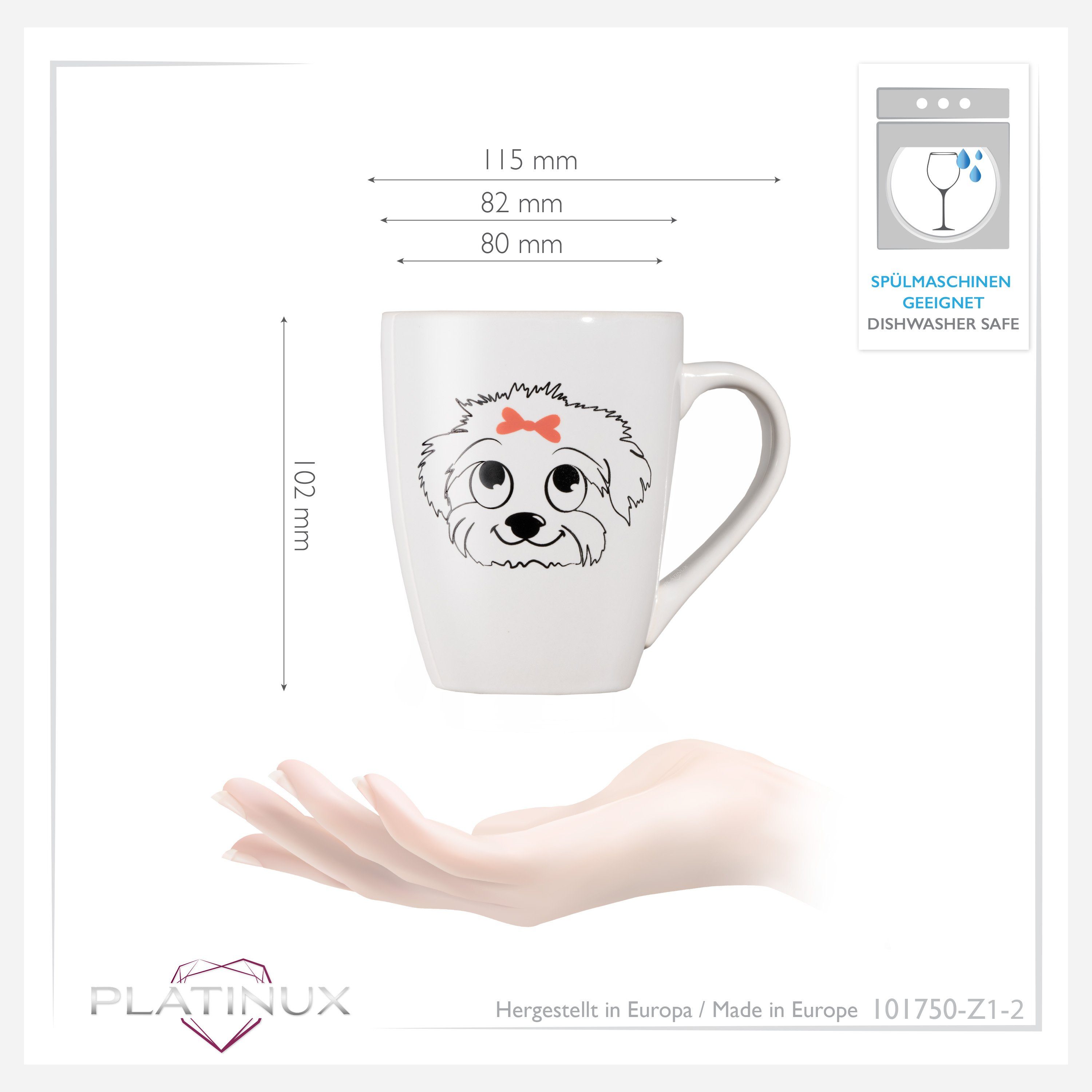 Keramik, Kaffeetasse mit Teetasse Tasse Teebecher Griff aus PLATINUX Tasse Motiv "Susi", mit Kaffeebecher Hunde 250ml Keramik