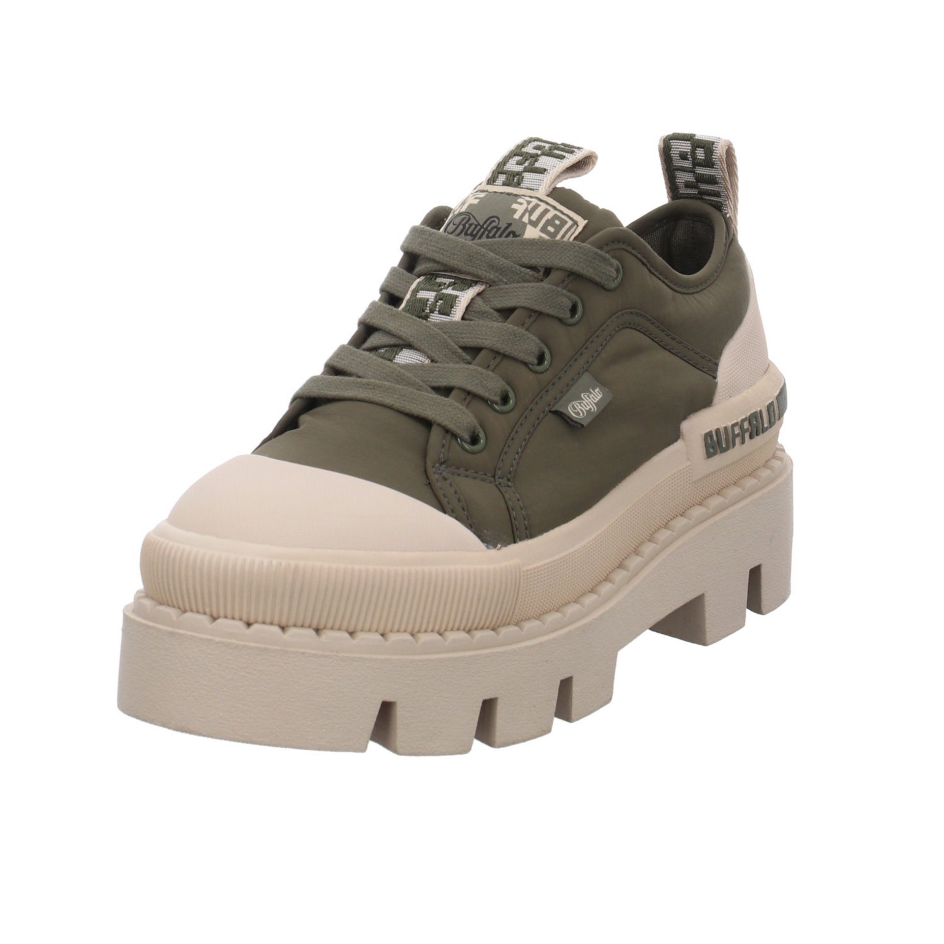 Buffalo Damen Schnürhalbschuhe Raven Lo Schnürschuh Schnürschuh Textil grün+petrol dunkel