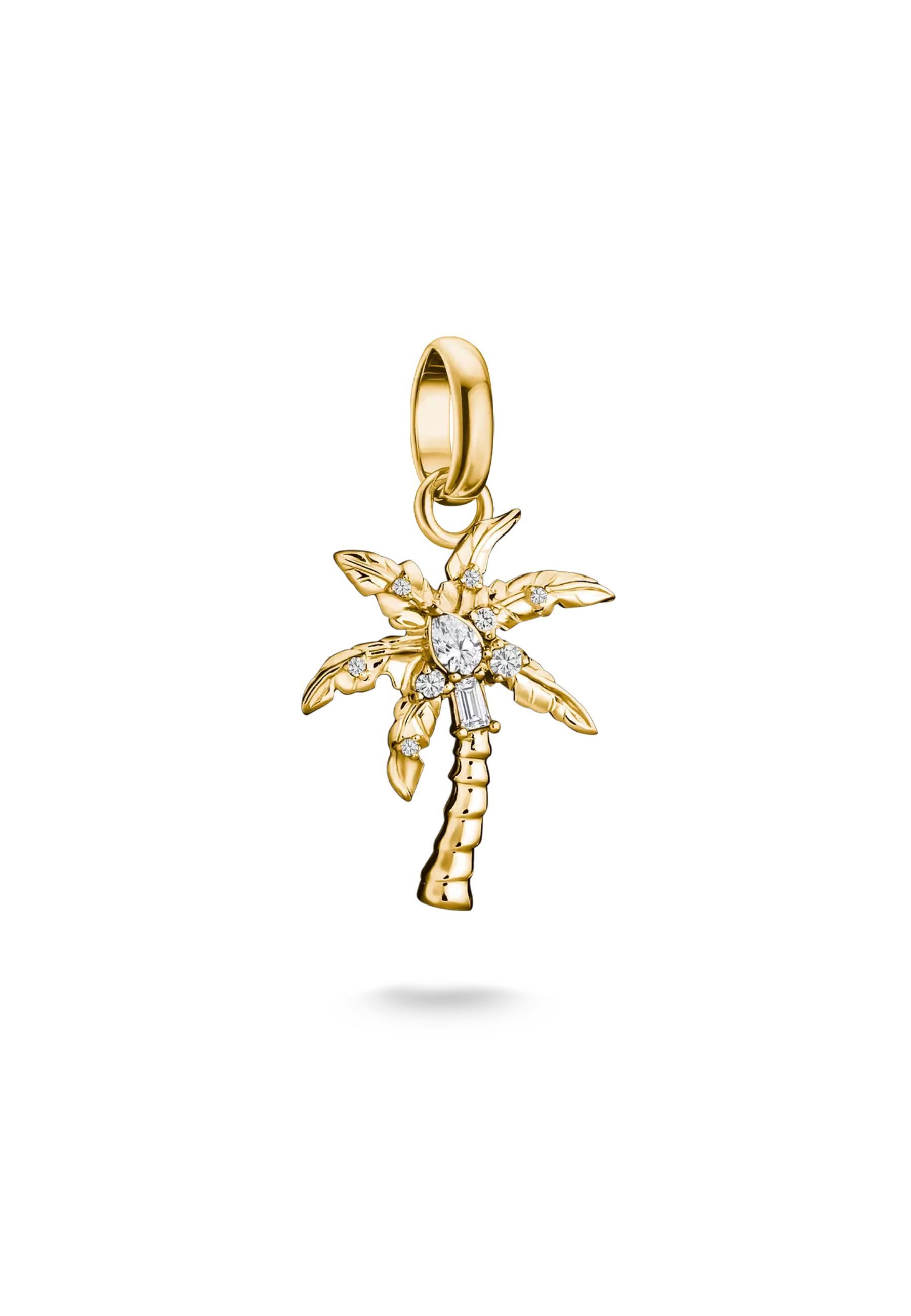 THOMAS SABO Kettenanhänger Vergoldeter Palmen Charm-Anhänger mit Zirkonia (Set)