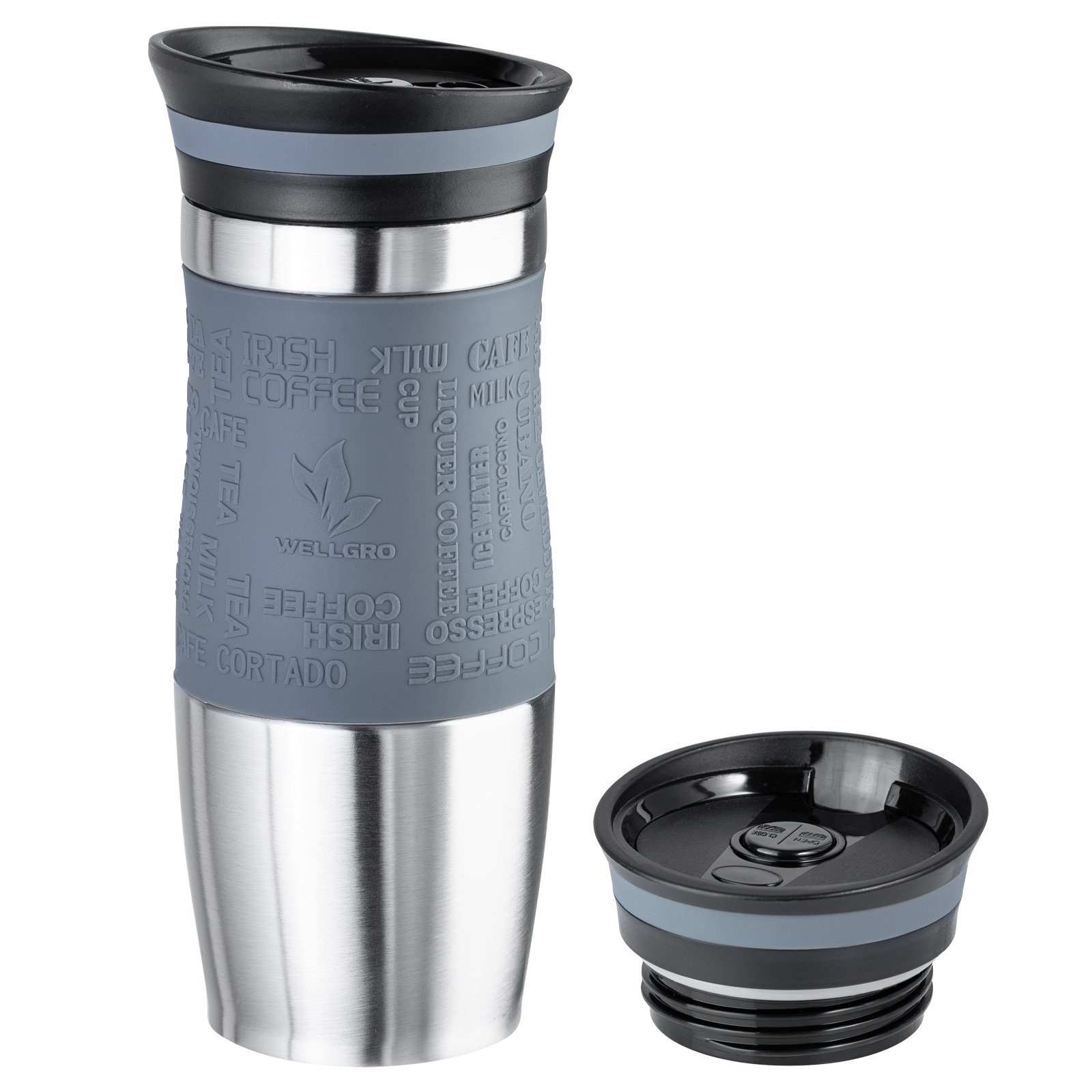 Wellgro Thermobecher Thermobecher 400 ml inklusive 1 Extradeckel