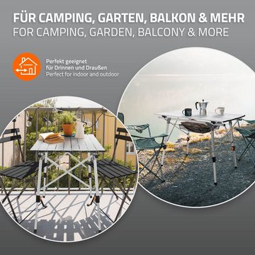 ML-DESIGN Campingtisch Falttisch Gartentisch Balkontisch Reisetisch, faltbar Silber 90x51,5cm Aluminium höhenverstellbar 46-66,5cm bis 30kg