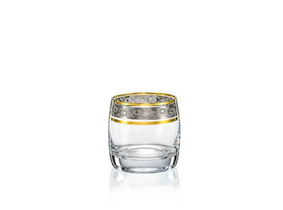 Crystalex Whiskyglas Ideal Exclusive Gold Platin 290 ml / 230 ml 6er Set, Kristallglas, Kristallglas, Gravur