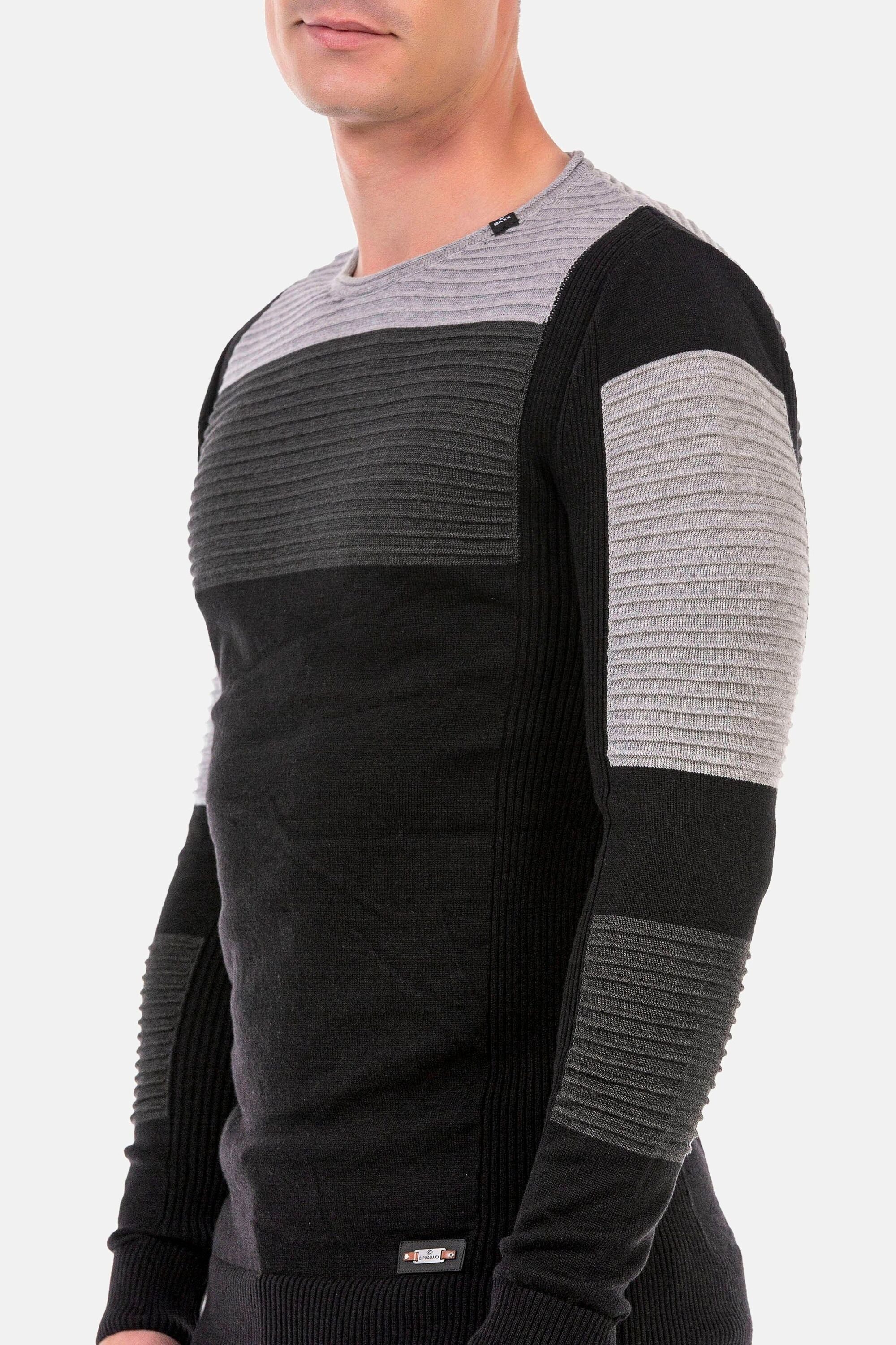 Cipo & Baxx Rundhalspullover Pullover (1-tlg) in extravagantem Strickdesign, CP247