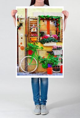 Sinus Art Poster Künstlerische Fotografie 60x90cm Poster Grünes Fahrrad im italienischen Dorf