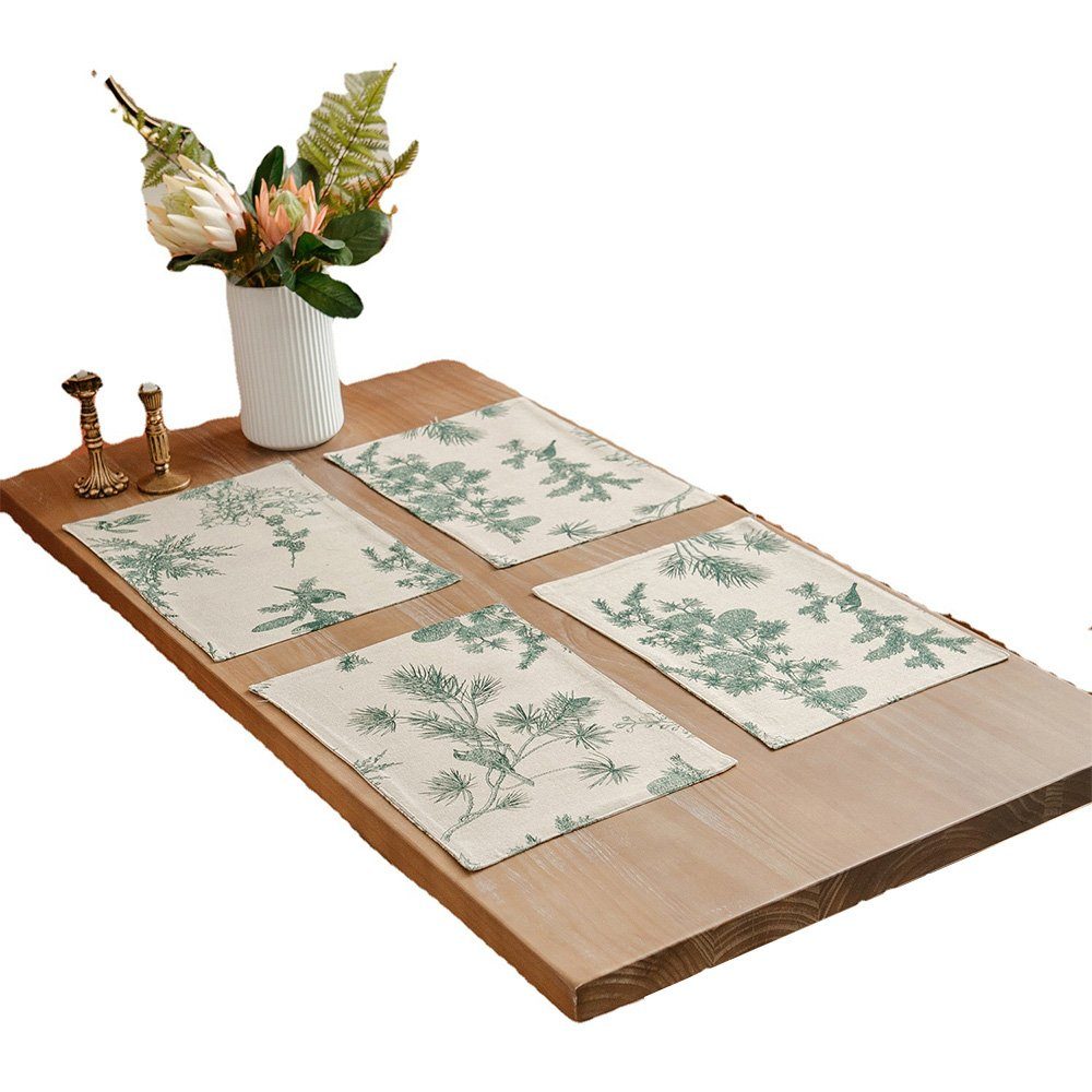 FELIXLEO Tischsitz Tischsets mit Nadelzweig botanisch Urlaub Dekoration 4 Stück 32*45cm, (4-tlg)
