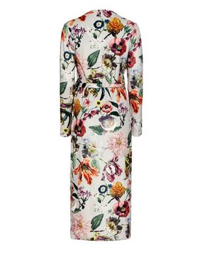 Essenza Damenbademantel Vera Filou, Langform, Baumwolle-Mix, Kimono-Kragen, Gürtel, aus einem samtweichen Polyester-Baumwoll-Mix mit Blumenprint