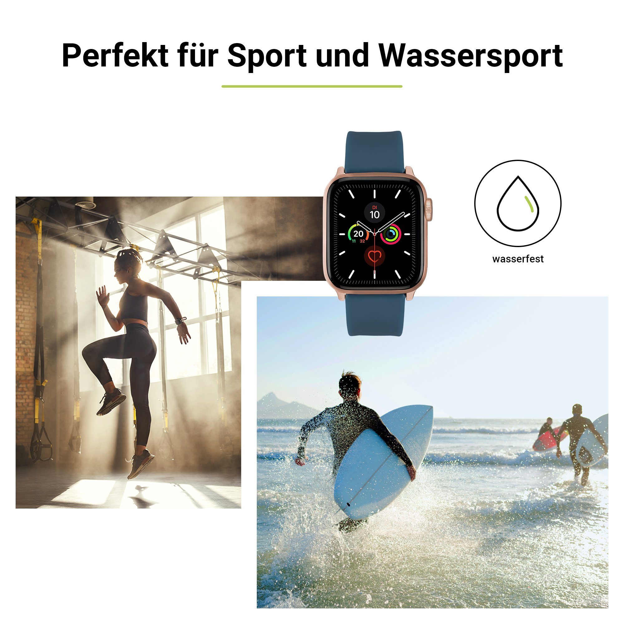 (42mm) (45mm), mit & Blau, (44mm), (49mm), 3-1 Smartwatch-Armband / 9-7 6-4 2 Silikon SE WatchBand Silicone, Watch Armband Adapter, Apple Artwizz Ultra