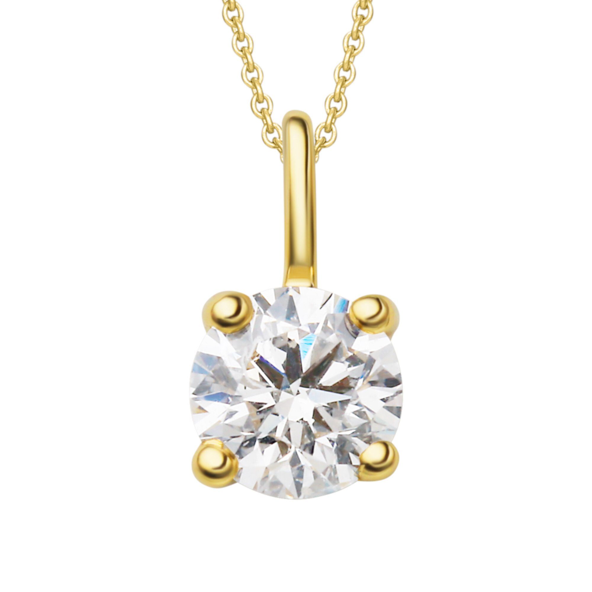 Damen Anhänger Kettenanhänger 0.2 aus ONE Gold 750 ct Brillant ELEMENT Diamant Gelbgold, Schmuck