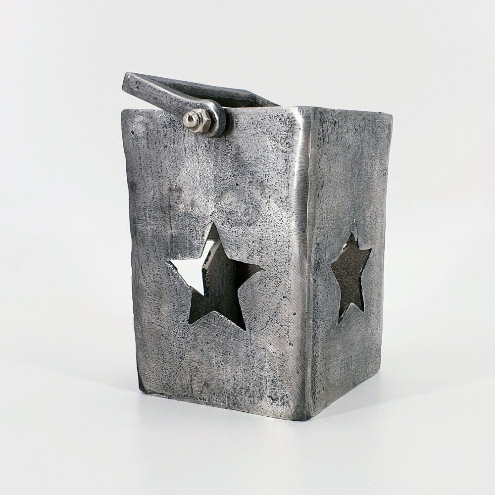 PTMD Windlicht Windlicht Teelicht Laterne Stern von PTMD mit Henkel Grau Kerze, ausgestanzter Stern