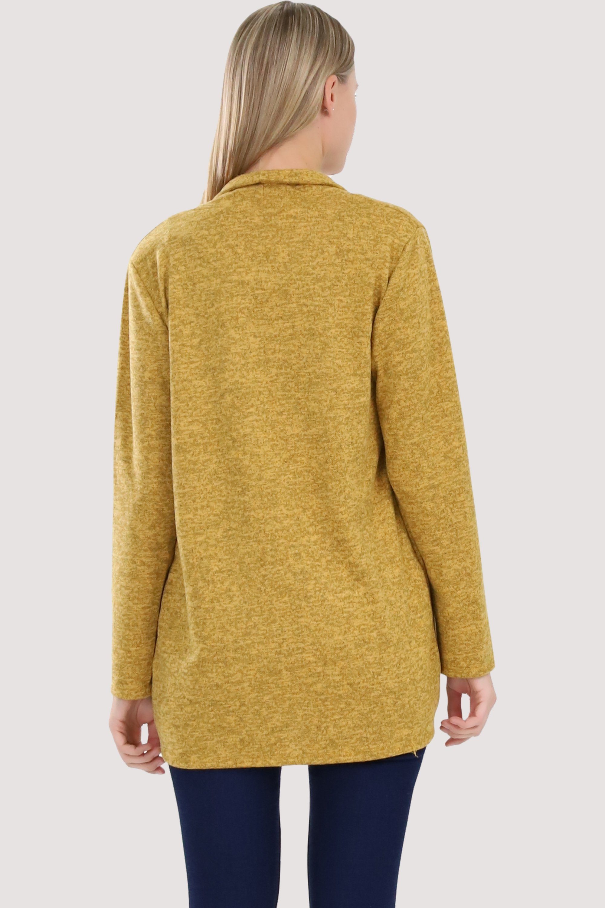 malito more than fashion Cardigan malito Damen Strickjacke lang, Cardigan im eleganten Design, angesag Strickjacke in Melange Optik Einheitsgröße