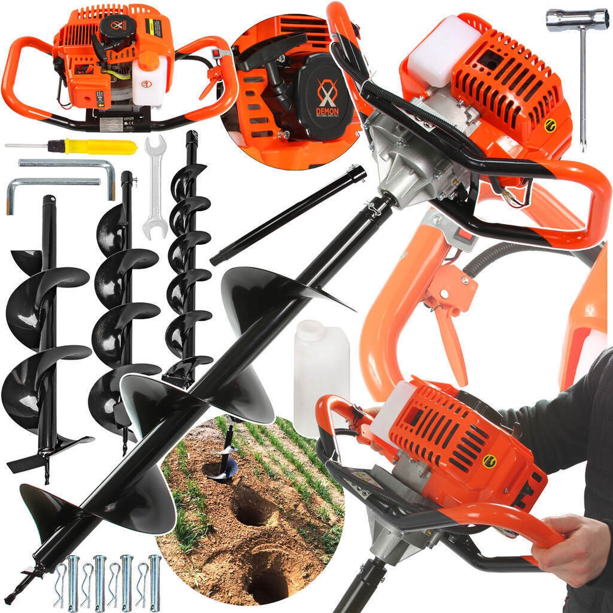 Mar-Pol Erdbohrer Benzin Erdbohrer inkl. 3 Bohrer 62ccm 5,2 PS Erdlochbohre günstig online kaufen