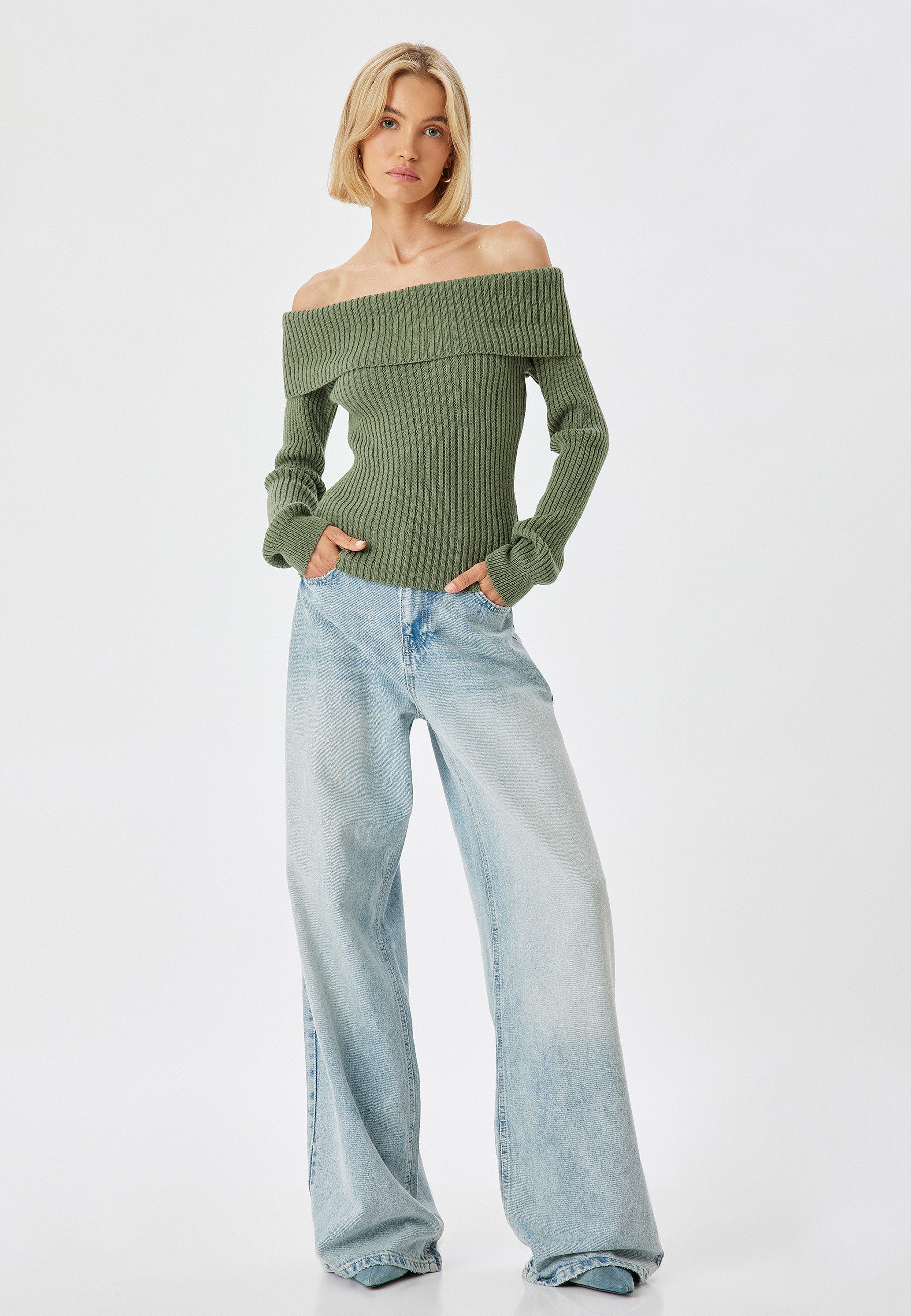 Koton Strickpullover Halb Schulterfrei Regular günstig online kaufen