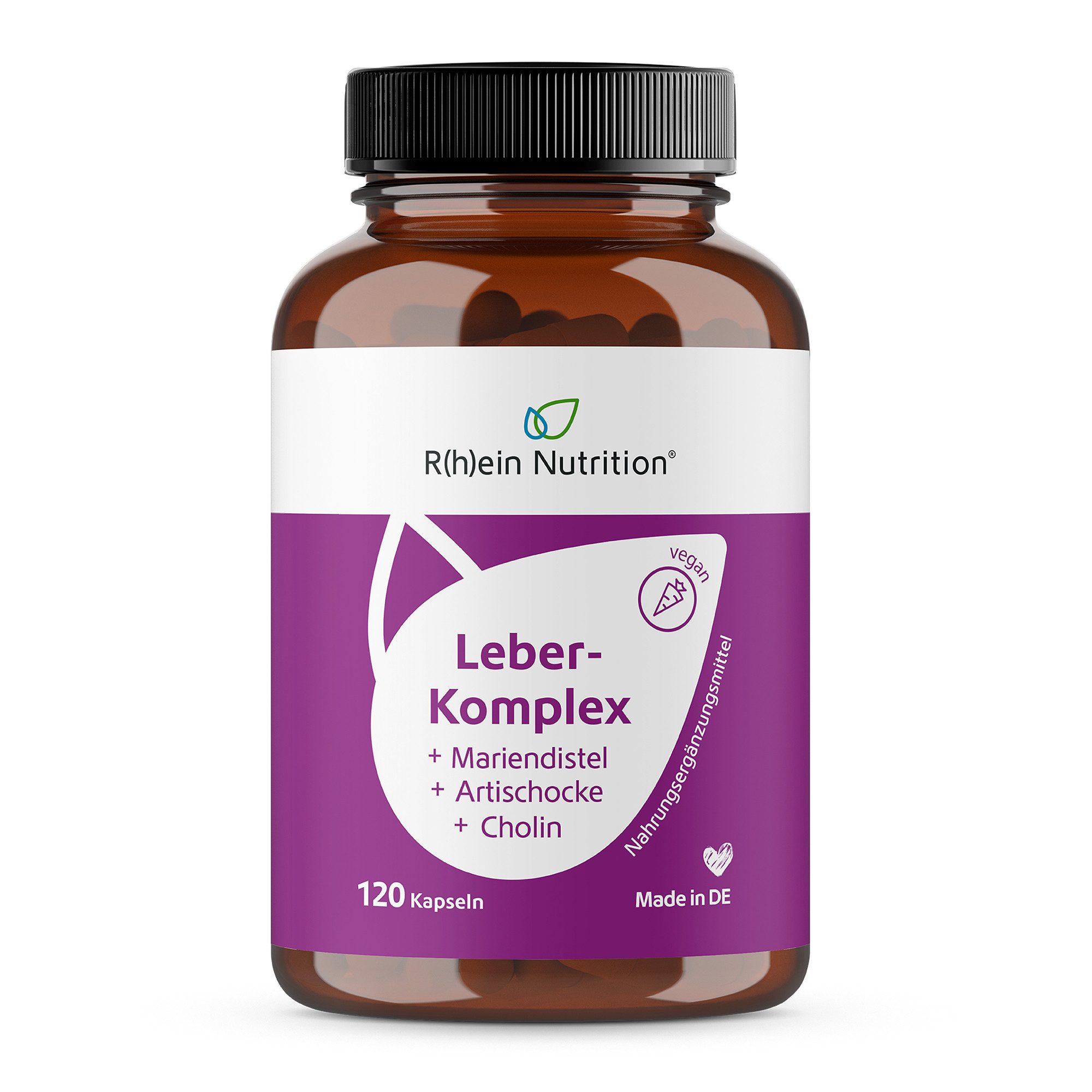 R(h)ein Nutrition Leber-Komplex Mariendistel + Artischocke + Cholin für den Stoffwechsel Kapseln, 84.2 g, Cholin für die Leberfunktion kombiniert mit Folsäure und Vitamin B12