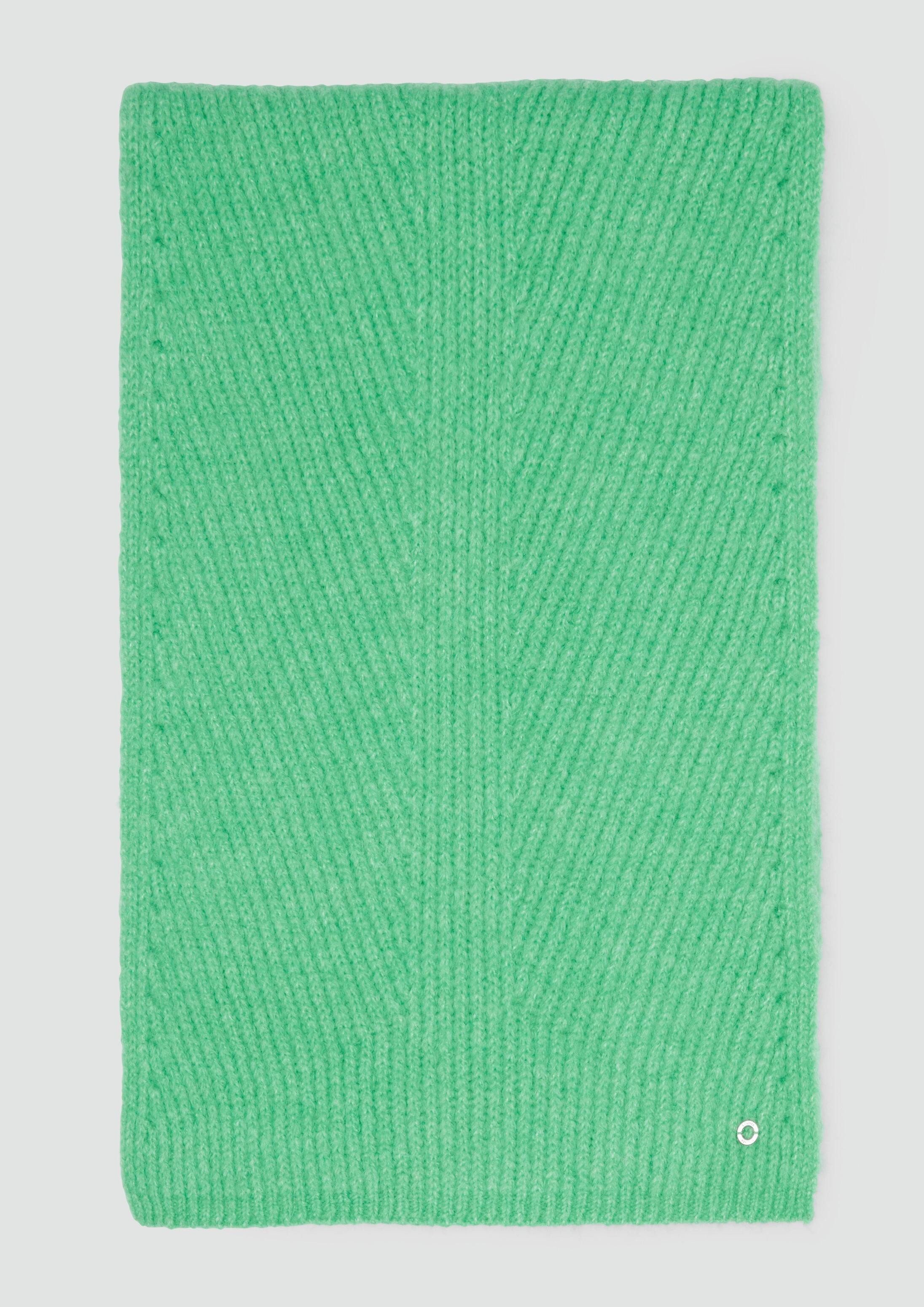 s.Oliver Schal Tuch, Strick-Schal mit Fischgrätenmuster und Logo-Ring