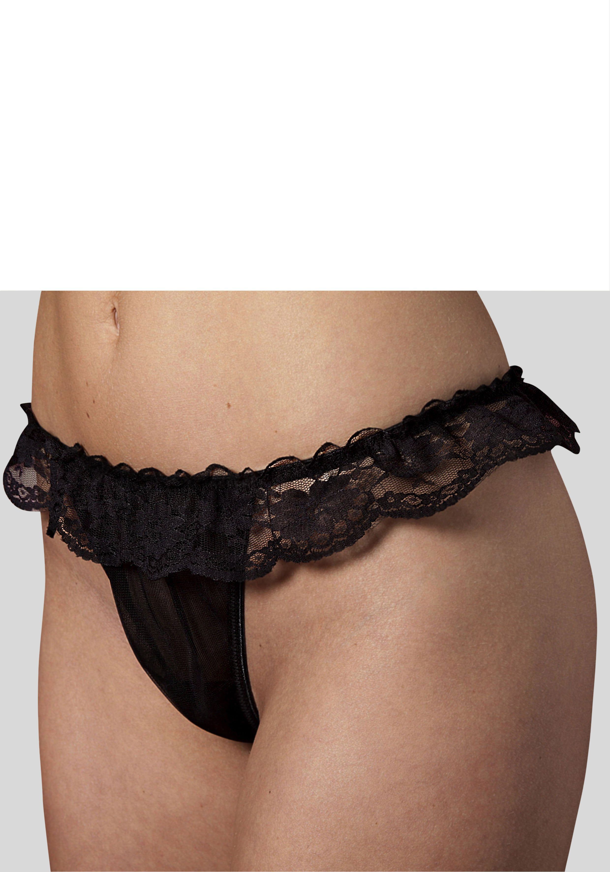 petite fleur gold String mit Spitze, als Dessous-Set kombinierbar sexy Unterwäsche, sexy Dessous, Reizwäsche Damen